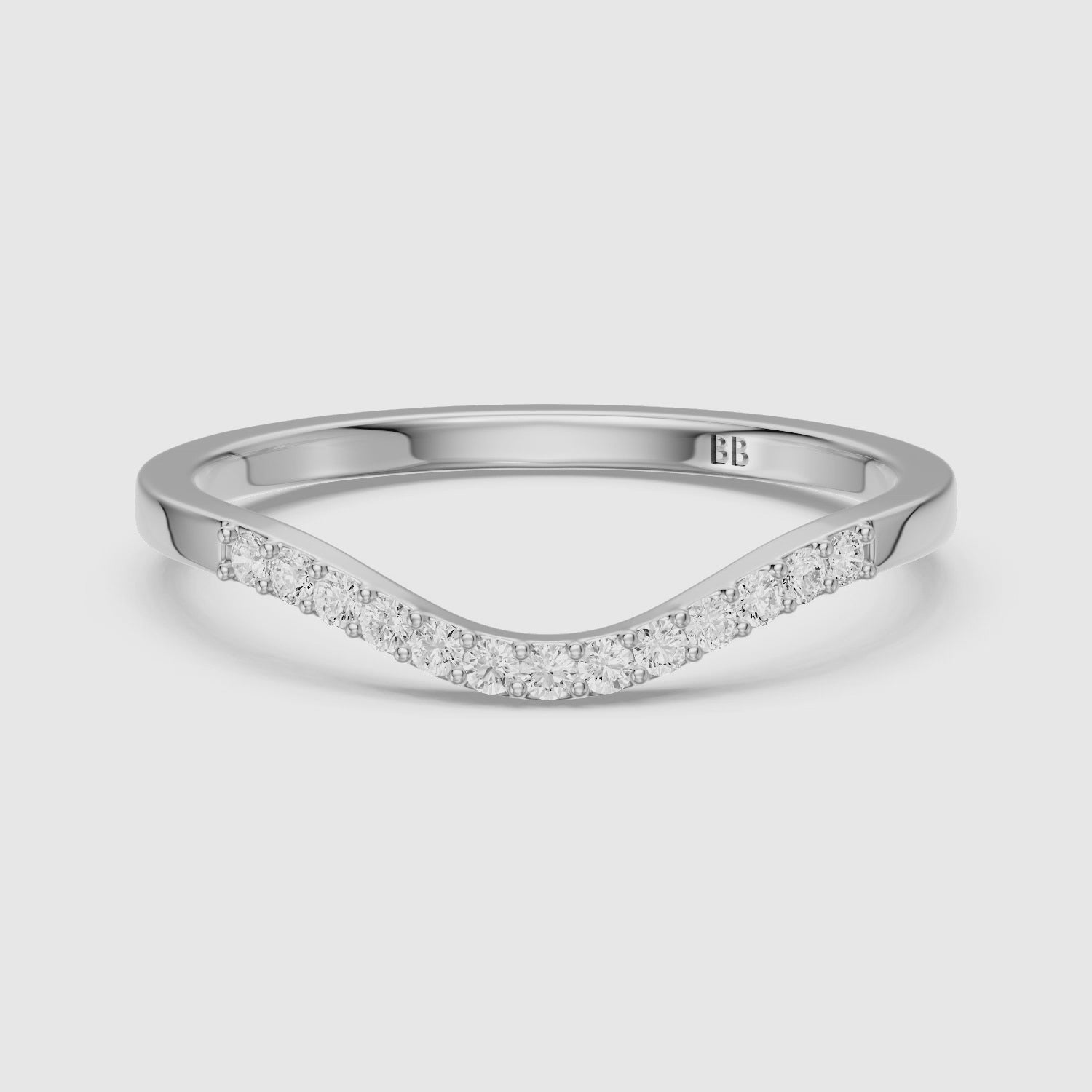 Load video: Amara Curved Round Lab Grown Diamond Stackable Band