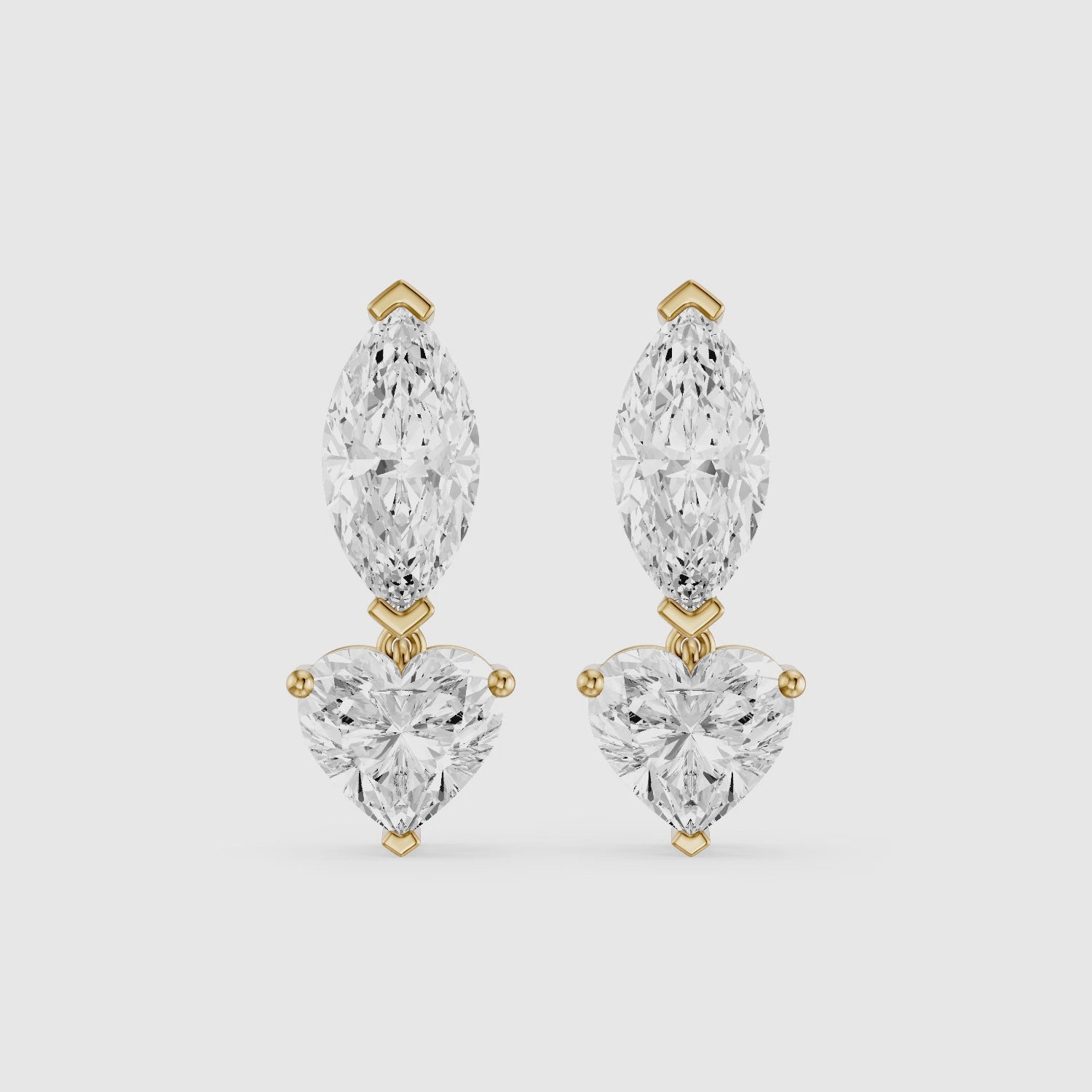 Load video: Saylor Marquise and Heart Shape Lab Grown Diamond Drop Earrings