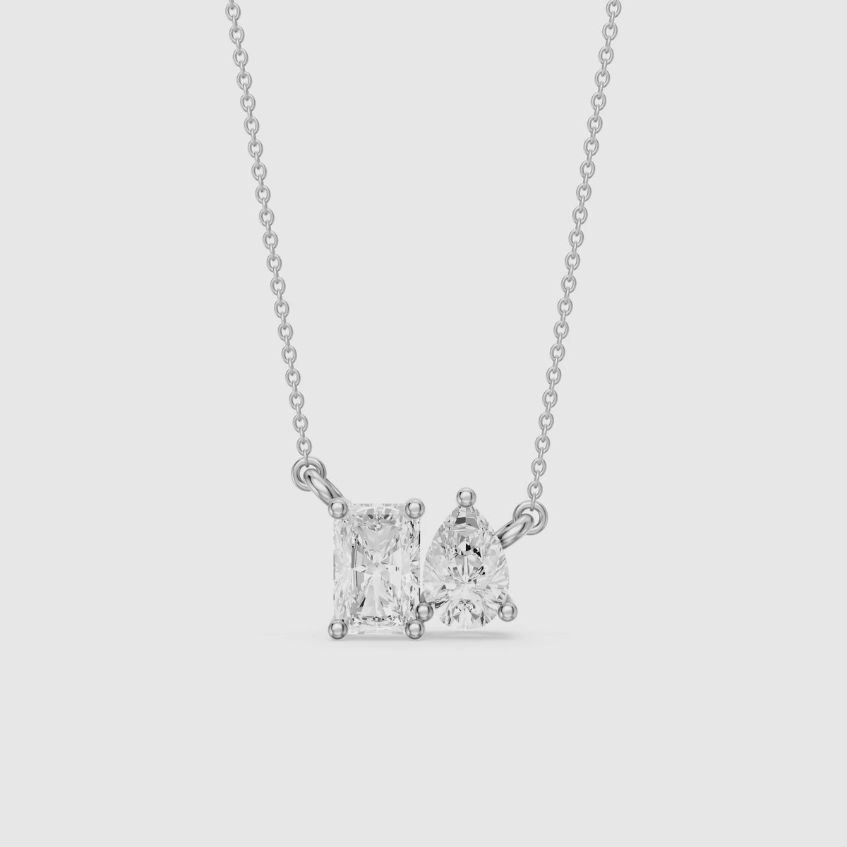 Load video: Anaya Radiant and Pear Lab Grown Diamond Toi et Moi Pendant