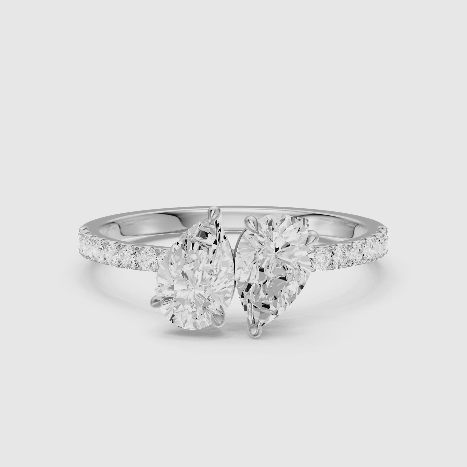 Load video: Raylee Toi Et Moi Pave Ring With Both Pear Two Stone Lab Grown Diamonds