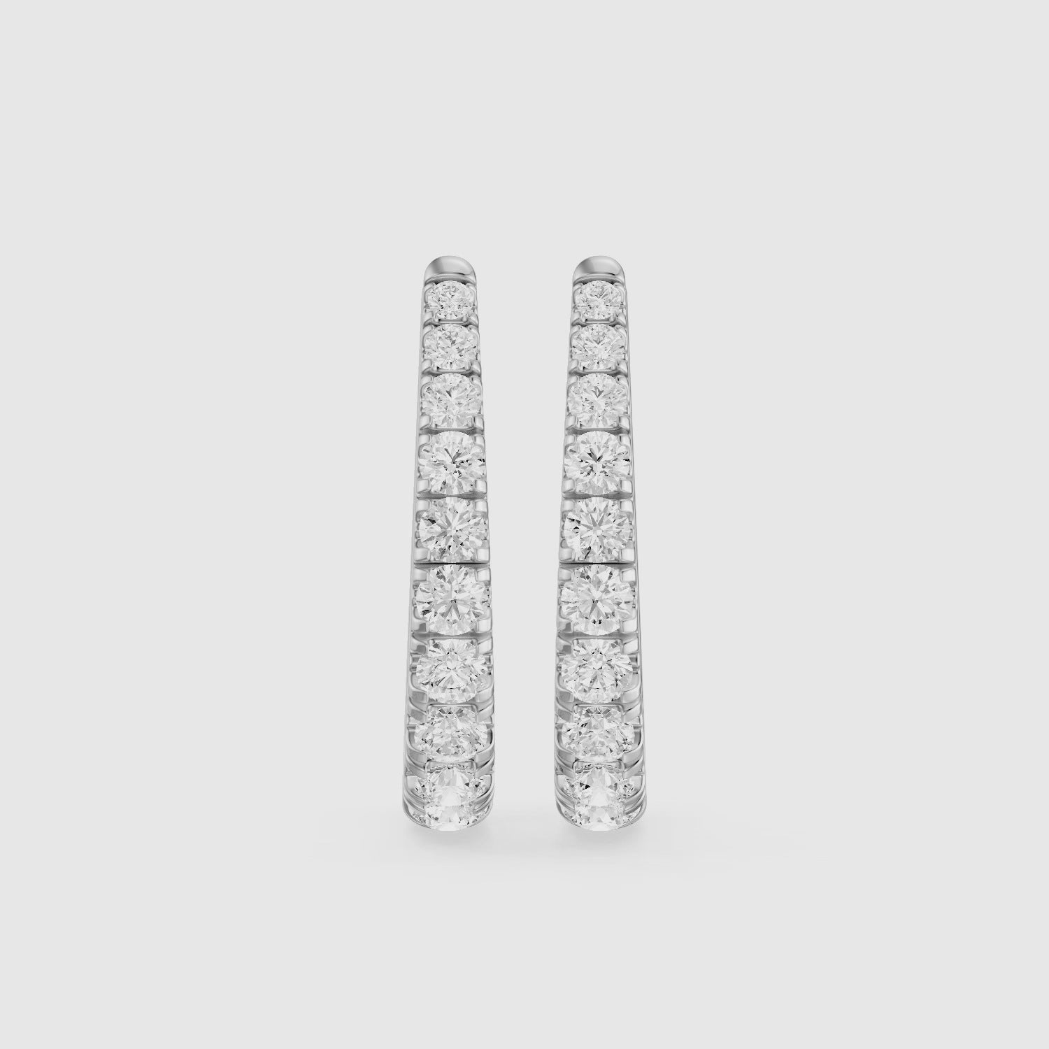 Load video: Susanna Graduated Round Lab Grown Diamond Horseshoe Hoop Earrings