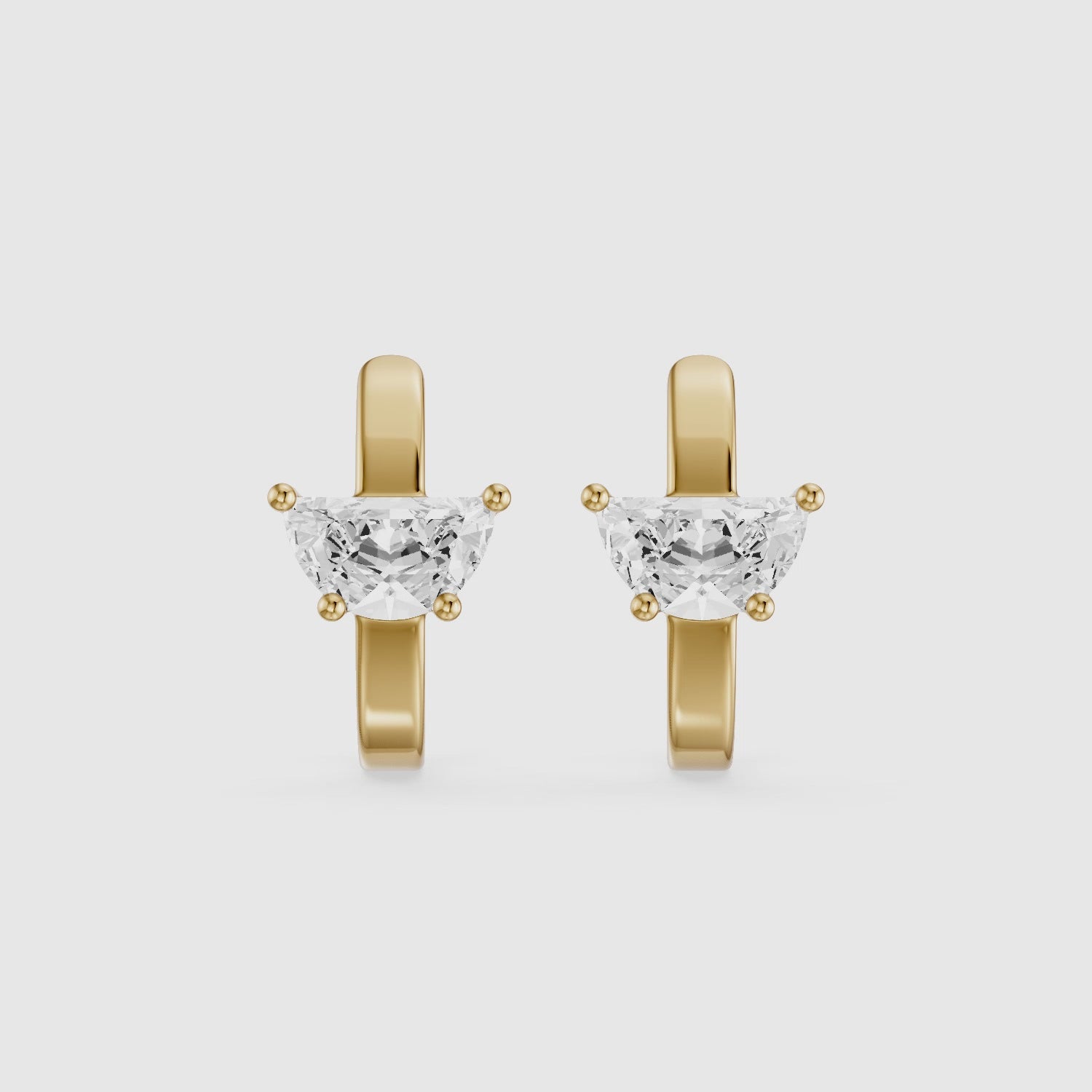 Load video: Celine Half Moon Lab Grown Diamond Ear Cuff Earrings