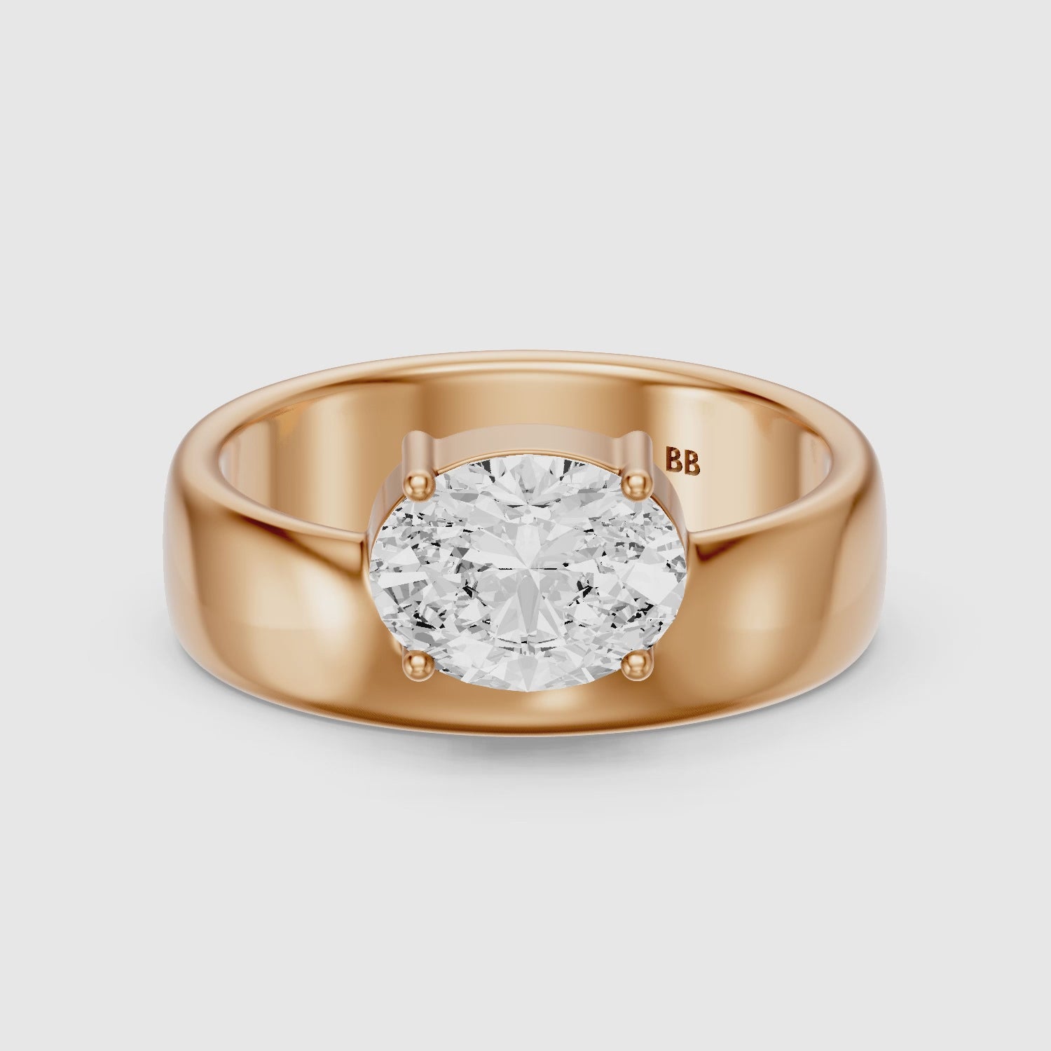 Load video: Fleur Oval Cut Lab Diamond Prong Set Cigar Band