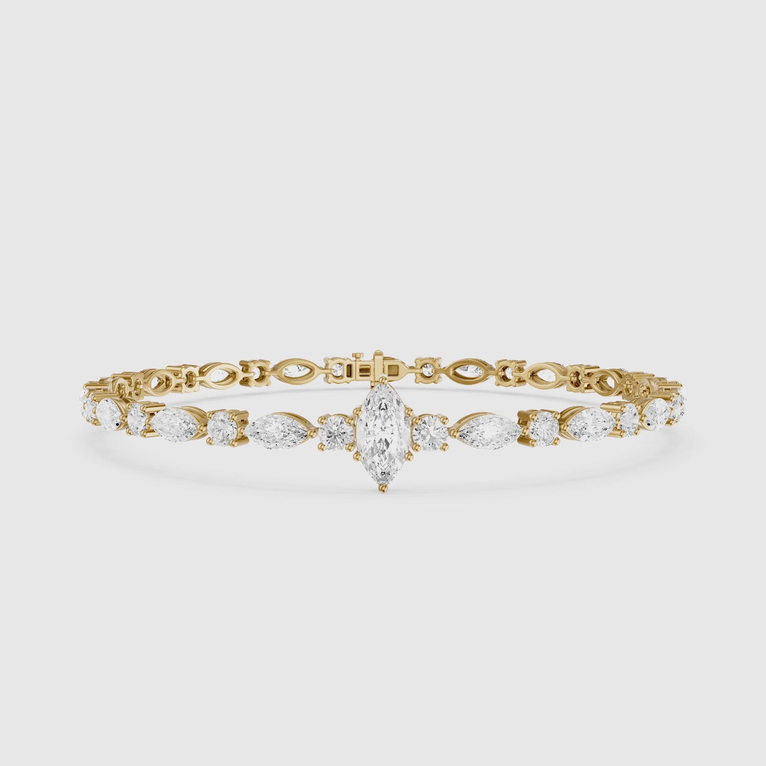 Load video: Angie Round and Marquise Lab Grown Diamond Tennis Bracelet