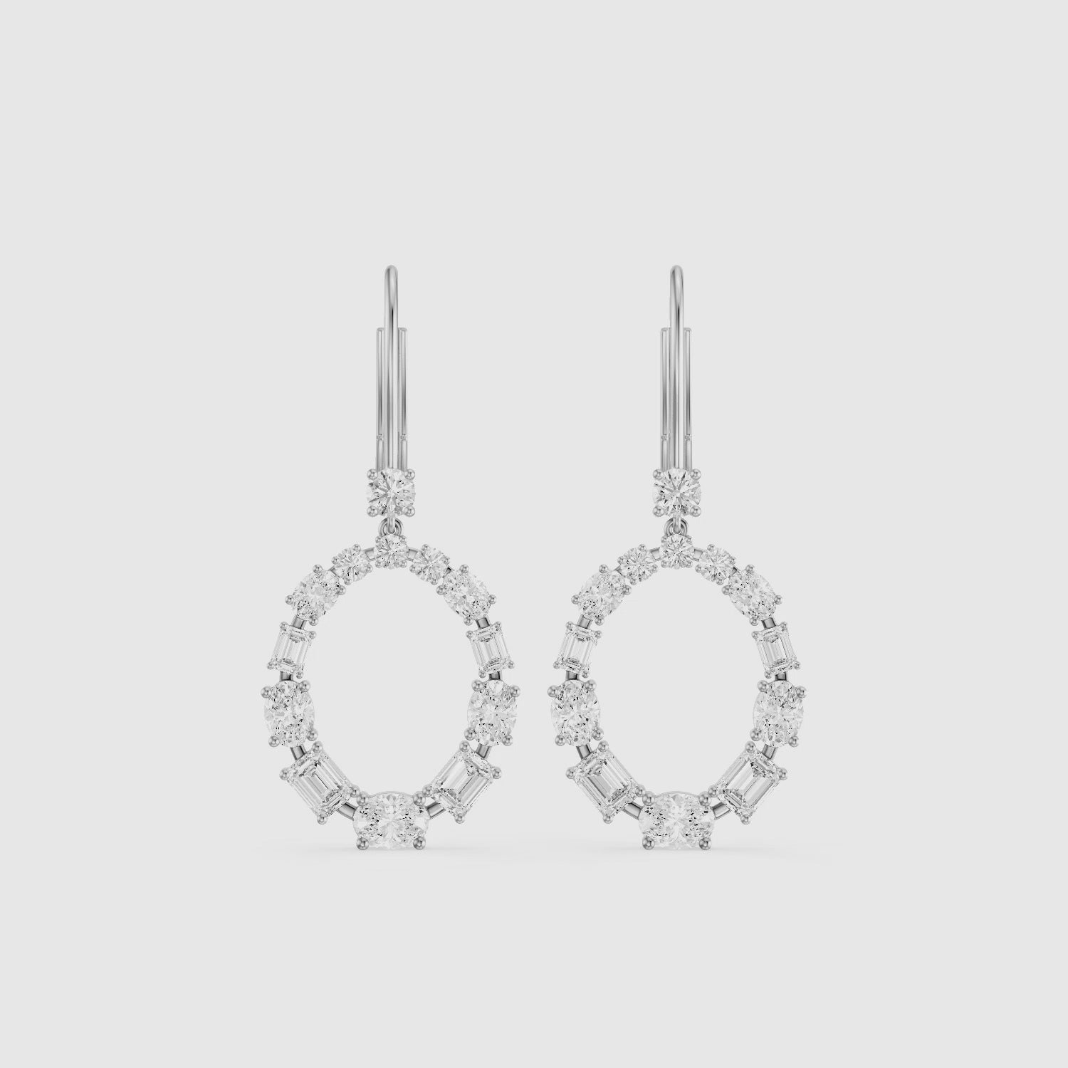 Load video: Perrie Oval, Round and Emerald Cut Lab Grown Diamond Circle Drop Earrings
