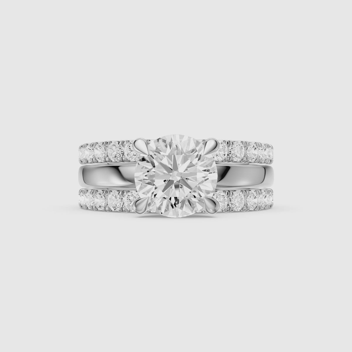 Load video: Ailsa Round Lab Grown Diamond Double Band Bridal Set