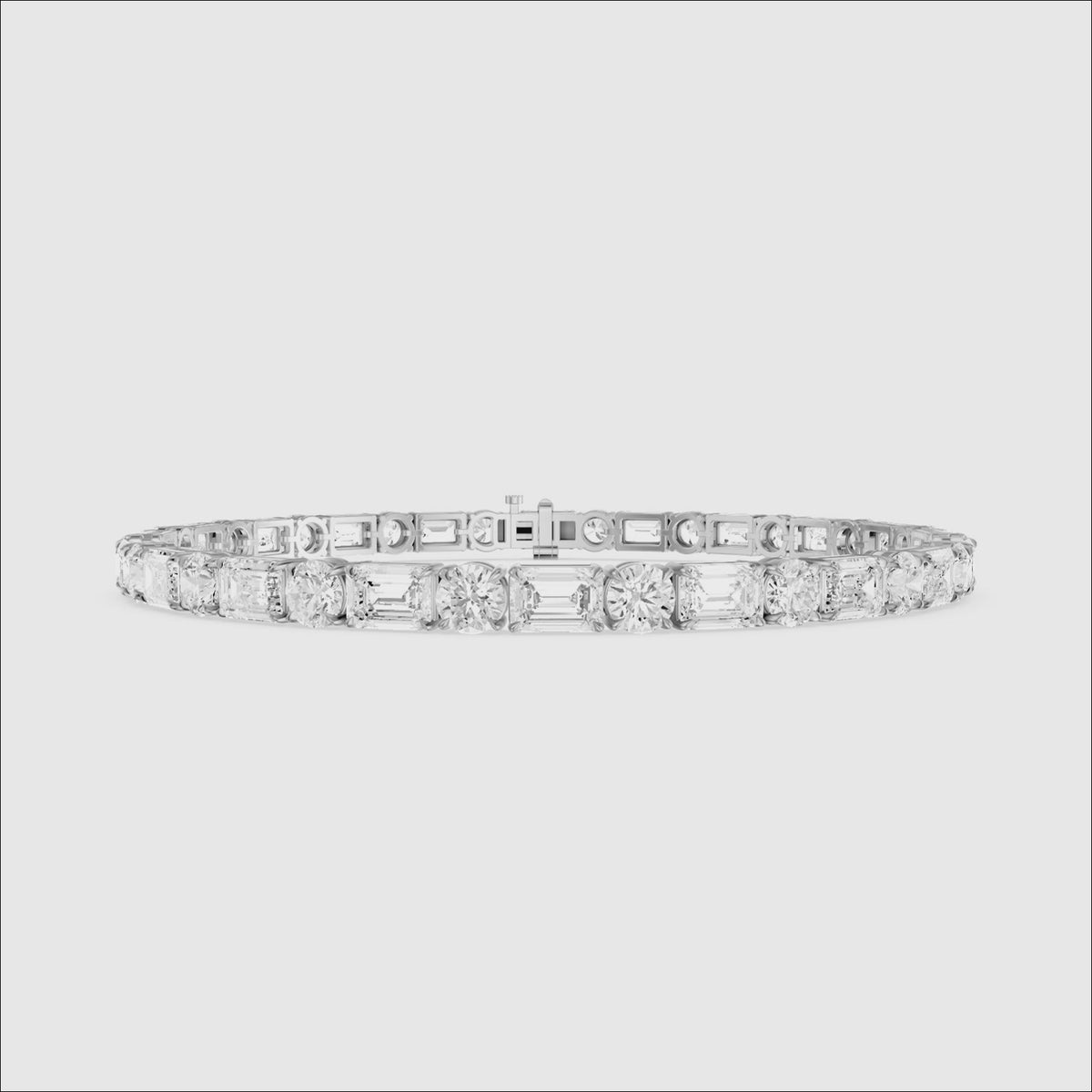 Load video: Mileva Emerald and Round Lab Grown Diamond Tennis Bracelet