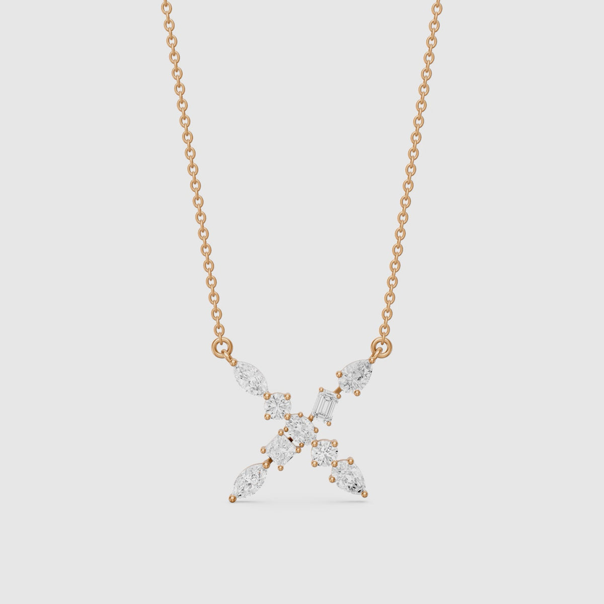 Load video: Sidonie Multi Shape Lab Grown Diamond Initial X Pendant