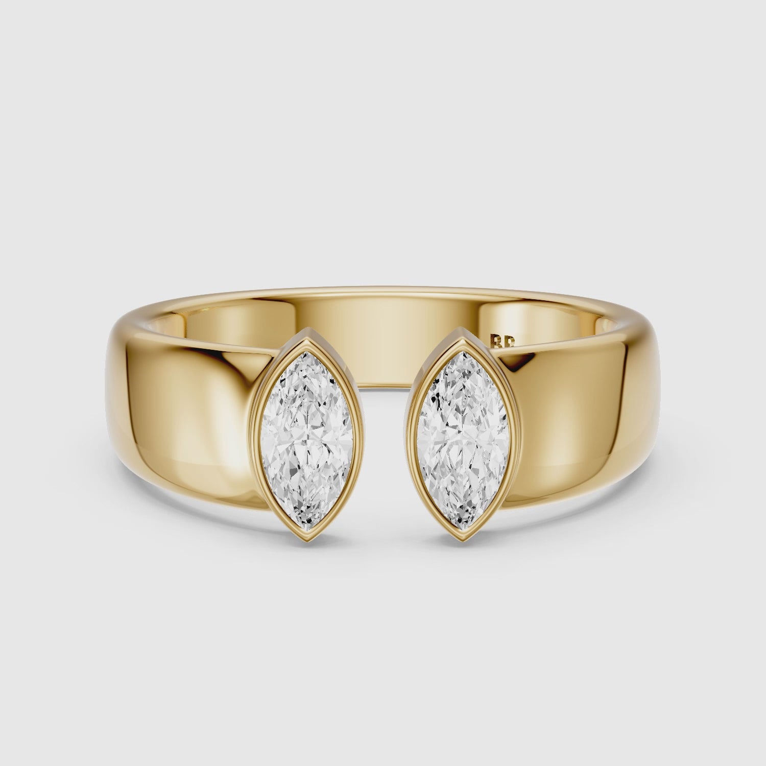 Load video: Filipa Marquise Cut Lab Diamond Bezel Set Open Cigar Band
