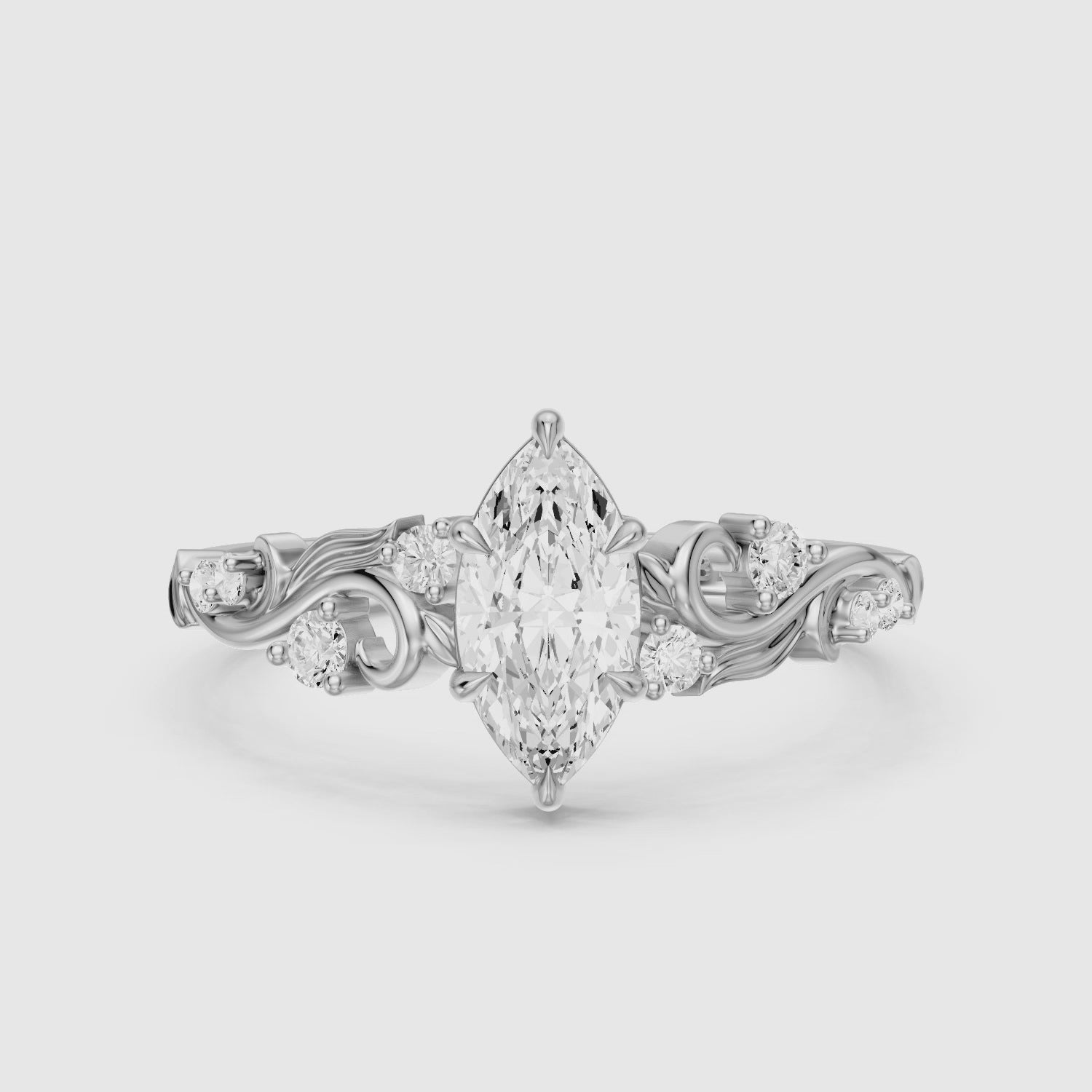 Load video: Lennon Marquise Cut Nature Inspired Lab Grown Diamond Ring