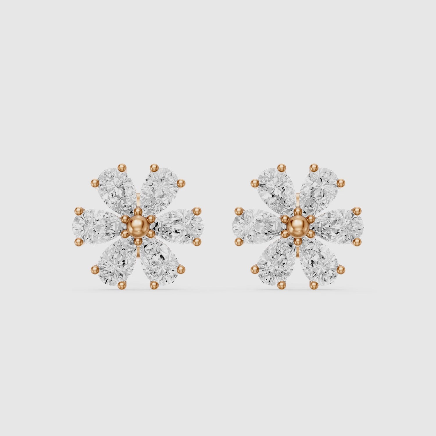 Load video: Oliwia Pear Cut Lab Grown Diamond Floral Cluster Stud Earrings