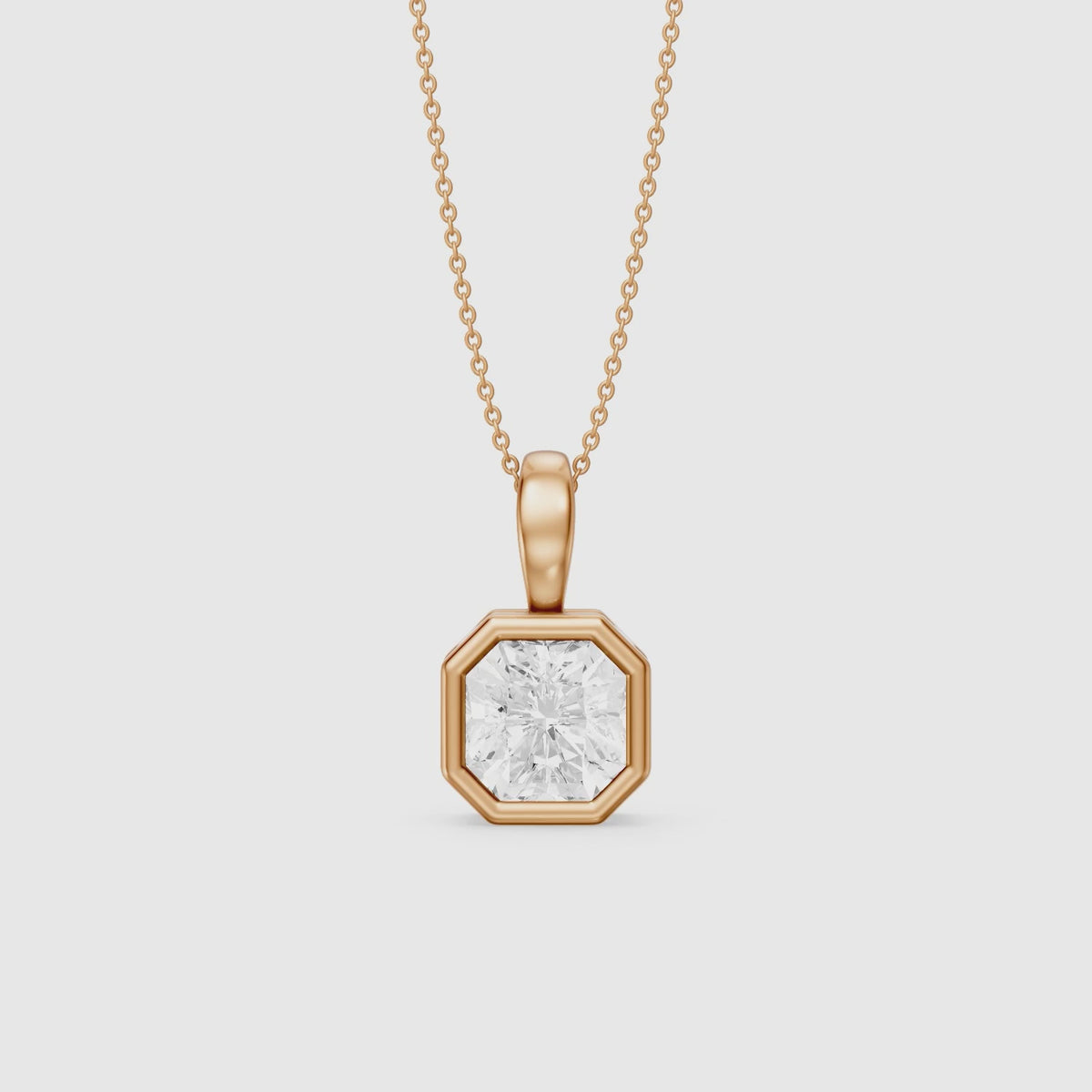 Load video: Kylie Square Radiant Bezel Lab Grown Diamond Pendant