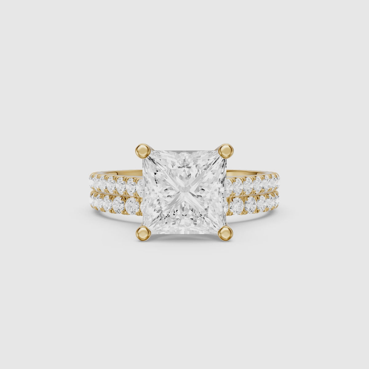 Load video: Mariane Princess Cut Lab Grown Diamond Pave Bridal Set