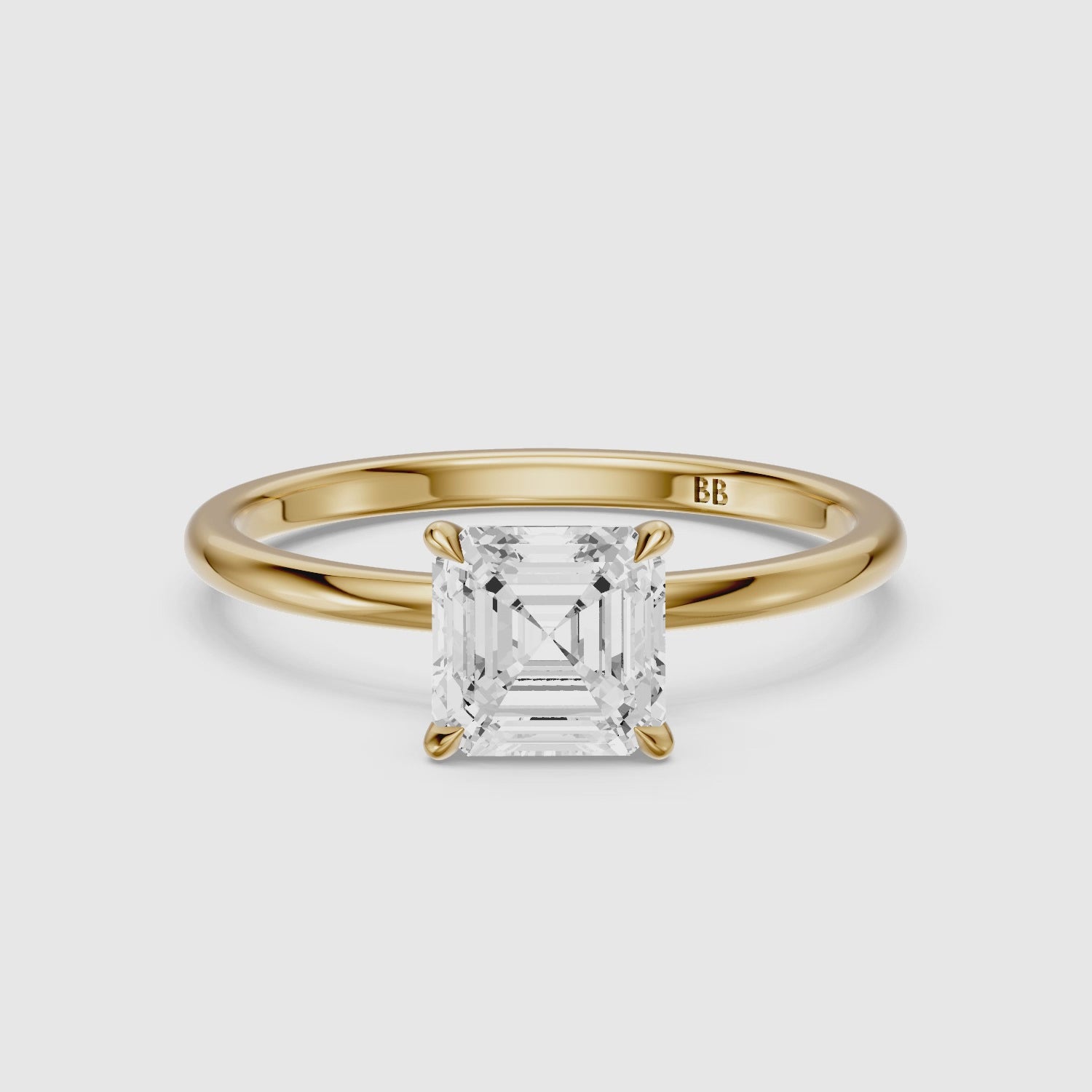 Load video: Blake Asscher Cut Hidden Halo Solitaire Lab Grown Diamond Ring