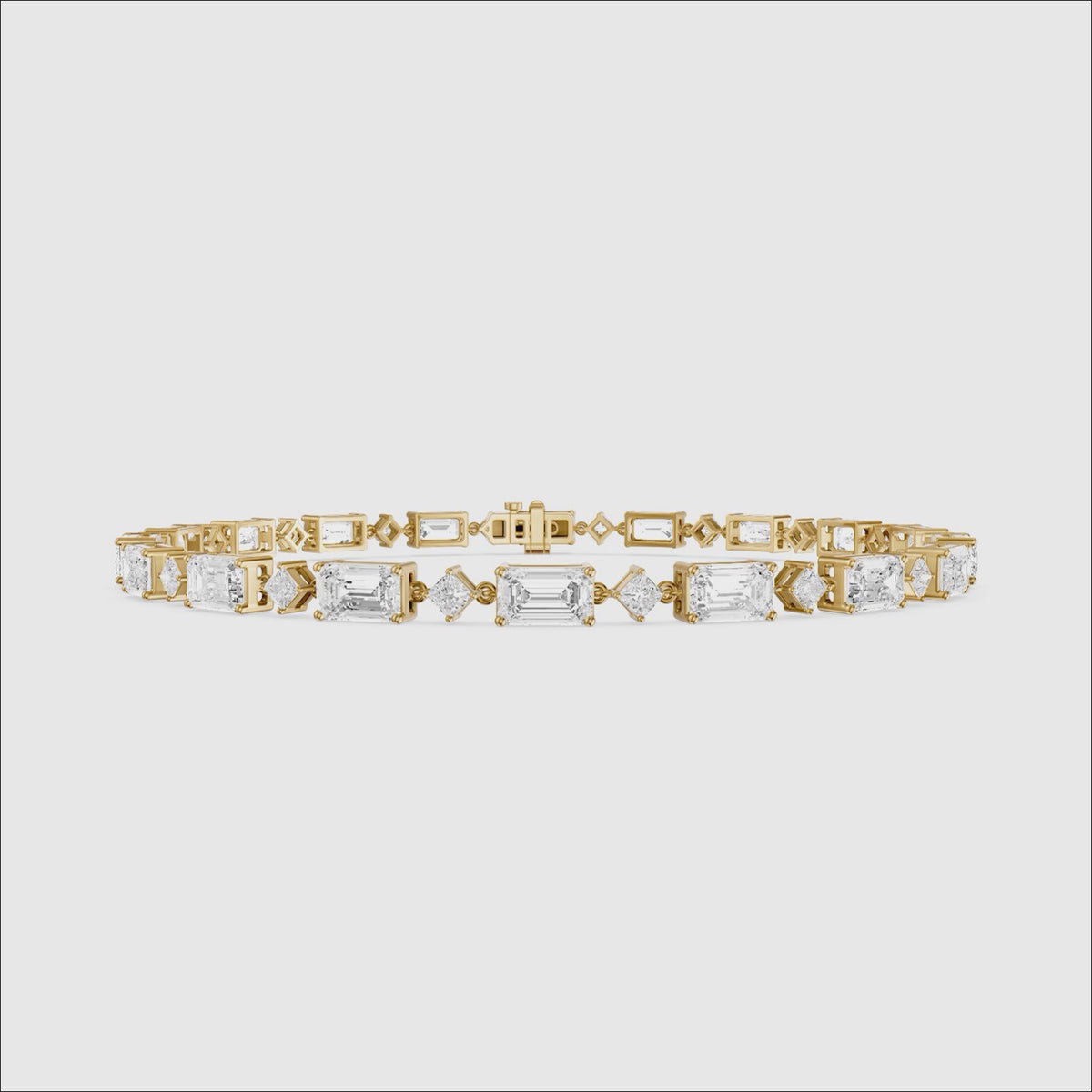 Load video: Fiona East West Princess and Emerald Cut Lab Grown Diamond Tennis Bracelet