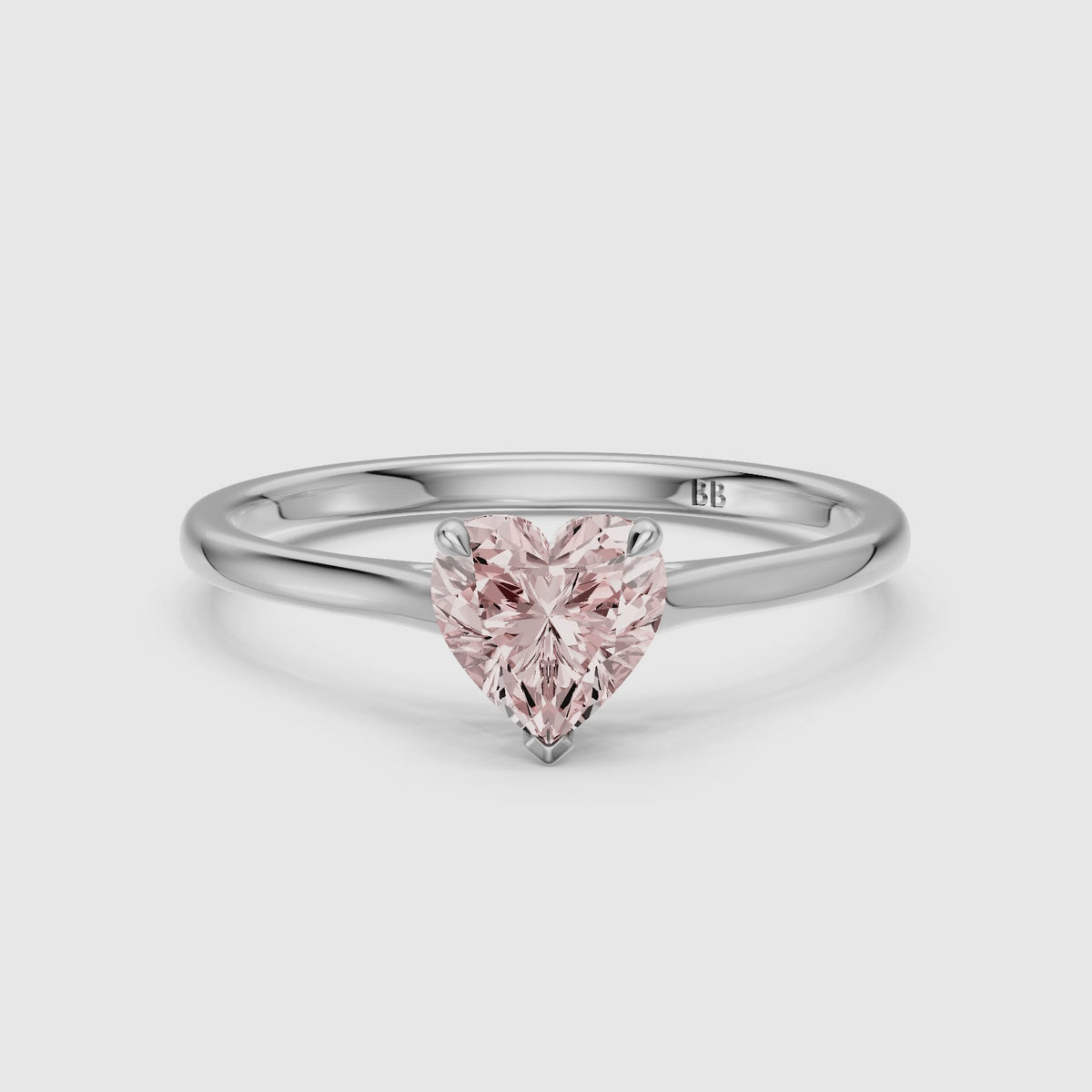Load video: Amabel Heart Shaped Solitaire Cathedral Style Pink Lab Grown Diamond Ring