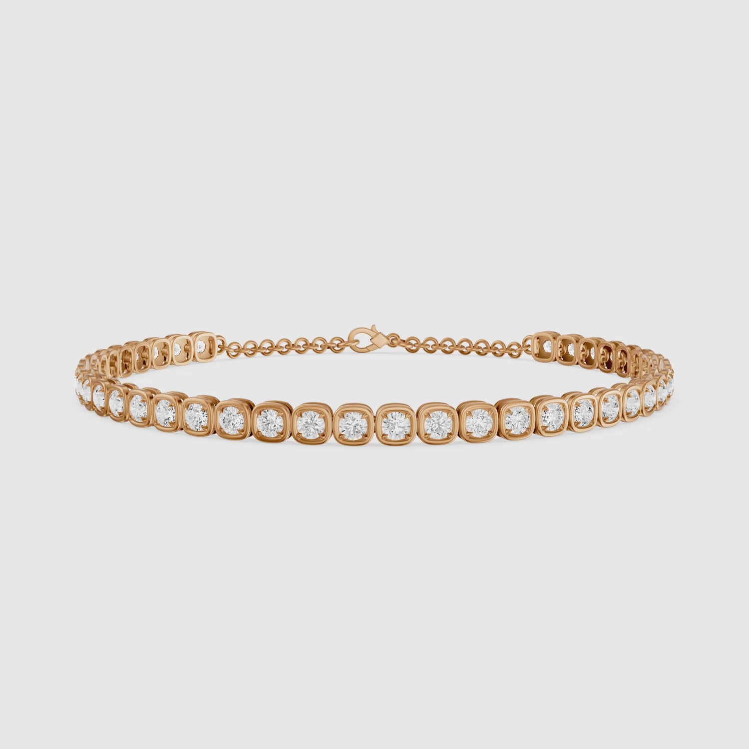 Load video: Cherine Round Lab Grown Diamond Bezel with Prong Tennis Bracelet