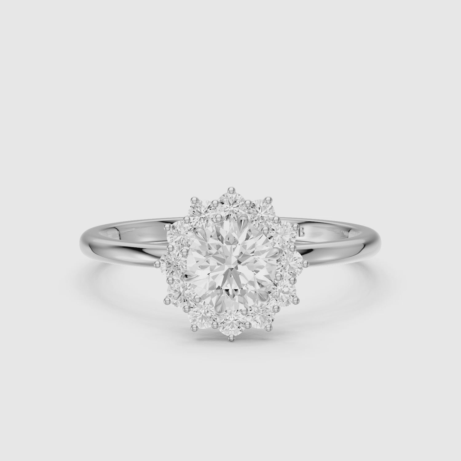 Load video: Jordie Round Cut Vintage Inspired Halo Lab Grown Diamond Ring