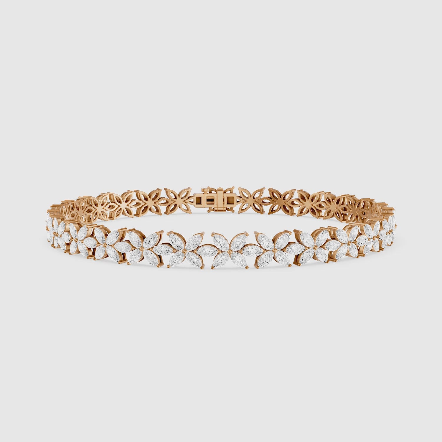 Load video: Corinne Marquise Lab Grown Diamond Floral Tennis Bracelet