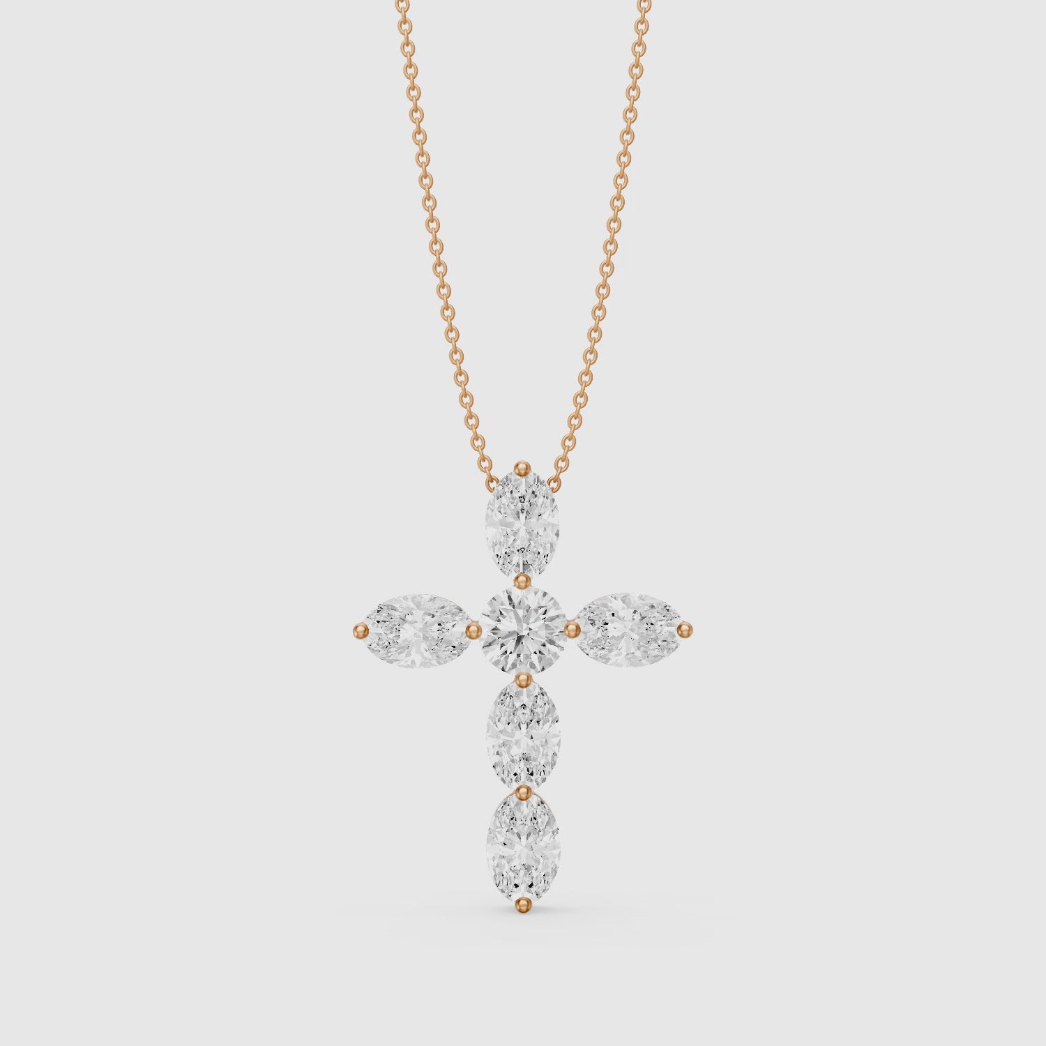 Load video: Petra Oval Lab Grown Diamond Cross Pendant