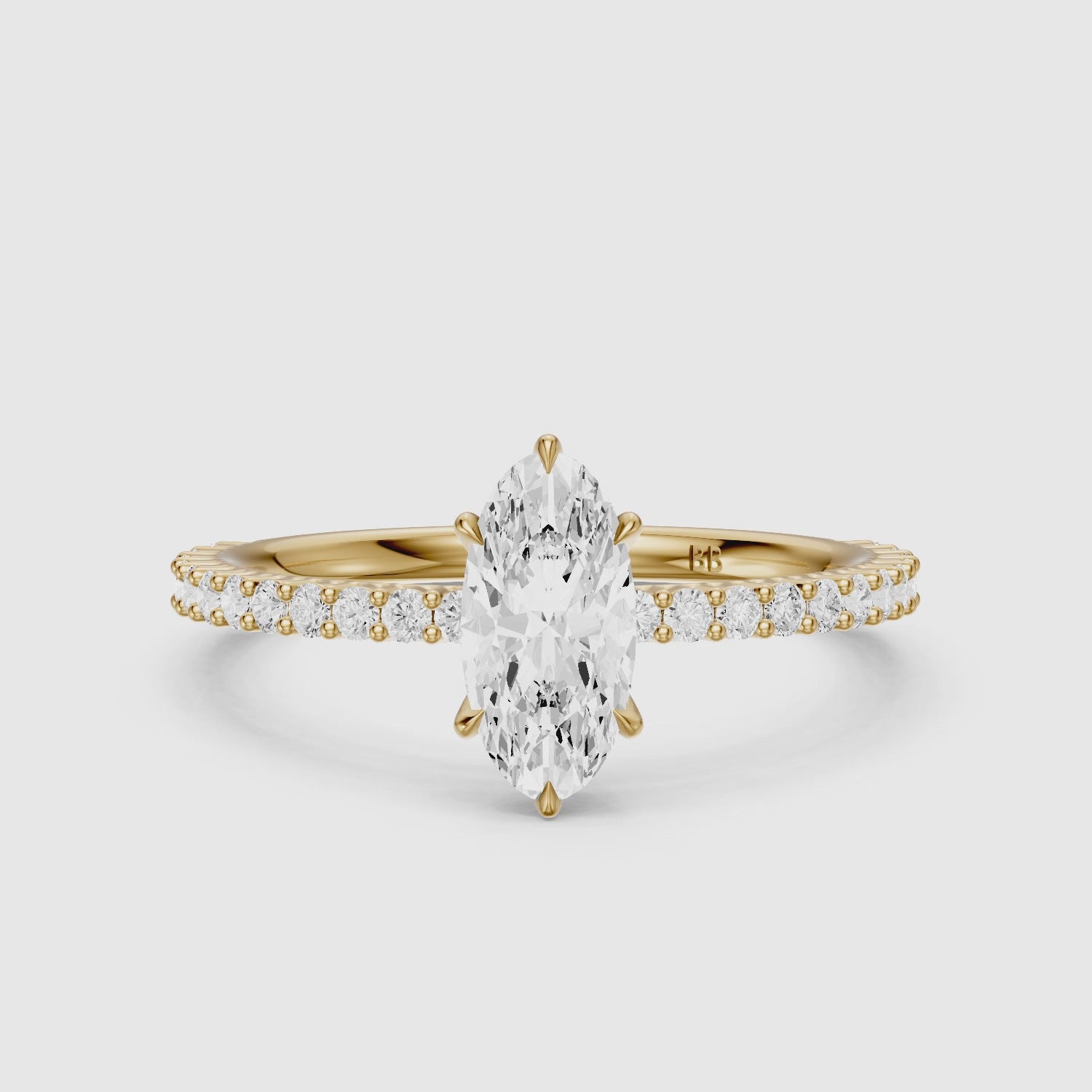 Load video: Louna Moval Moissanite Diamond Ring with Scalloped Pave Band