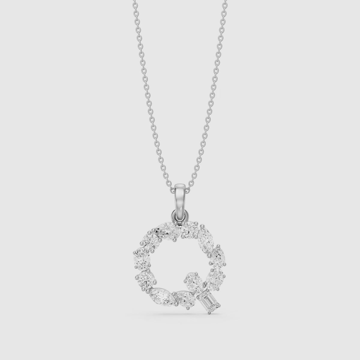 Load video: Alva Multi Shape Lab Grown Diamond Initial Q Pendant