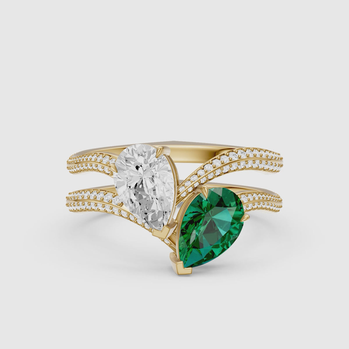 Load video: Megan Pear Cut Lab Grown Diamond Toi et Moi Engagement Ring