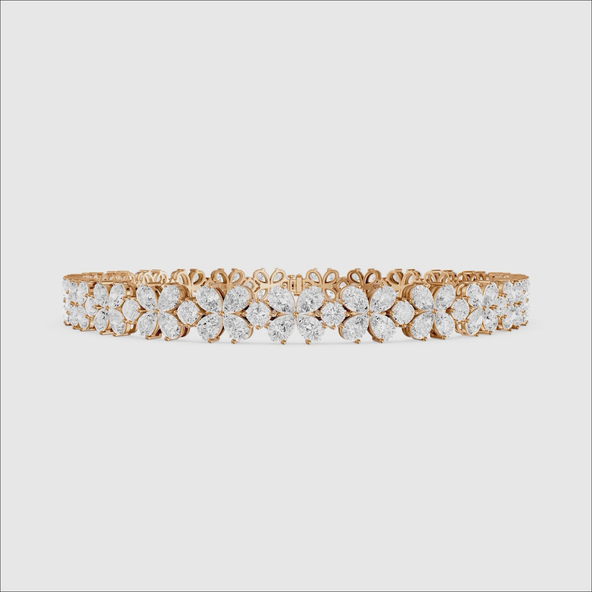 Load video: Cora Pear and Princess Cut Floral Lab Grown Diamond Tennis Bracelet