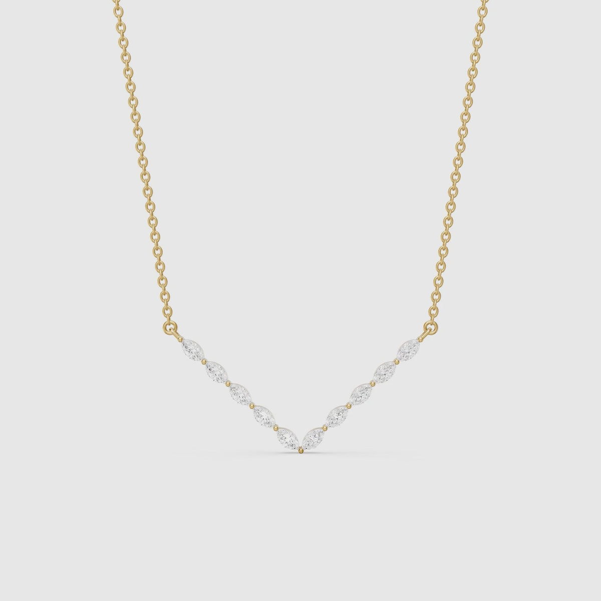 Load video: Kali Marquise Lab Grown Diamond Chevron Necklace