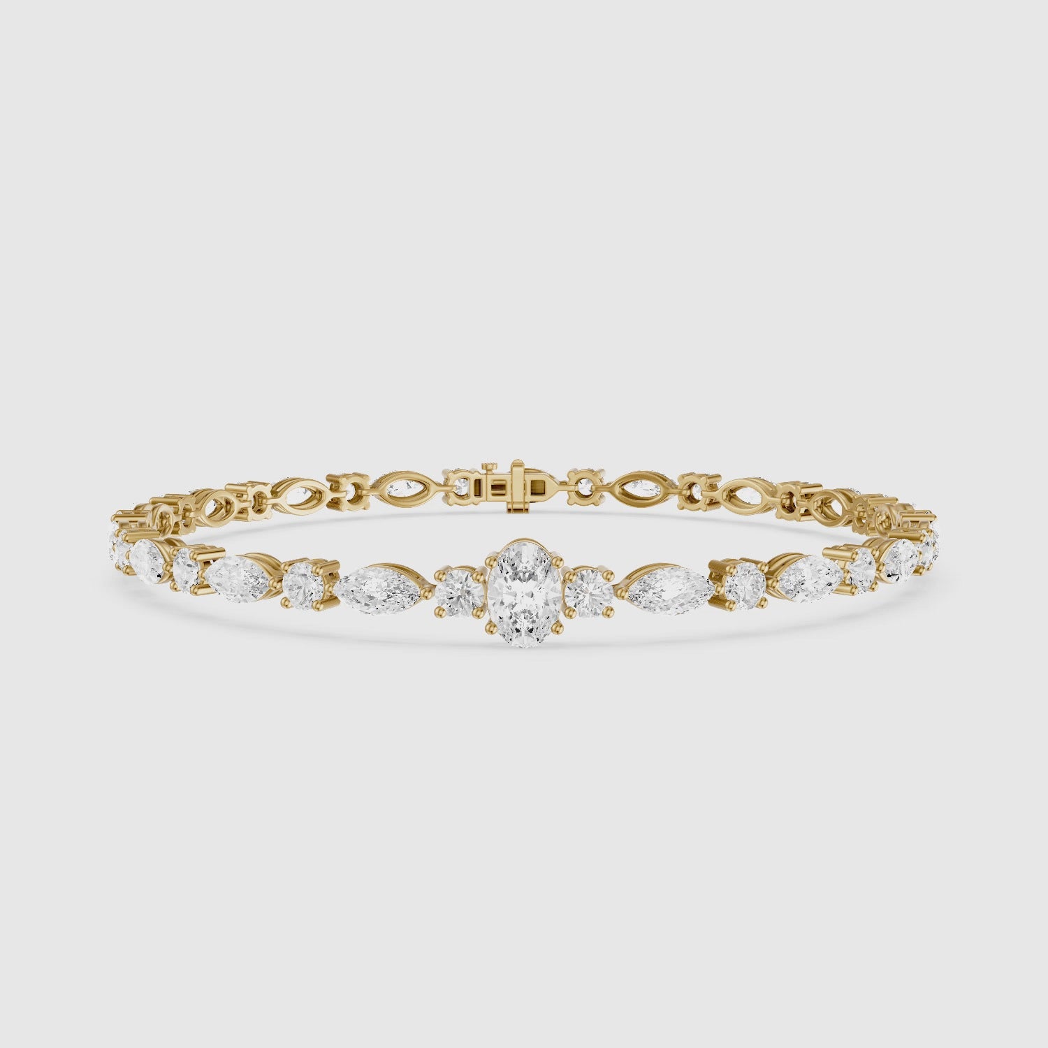 Load video: Elina Oval, Round and Marquise Lab Grown Diamond Tennis Bracelet