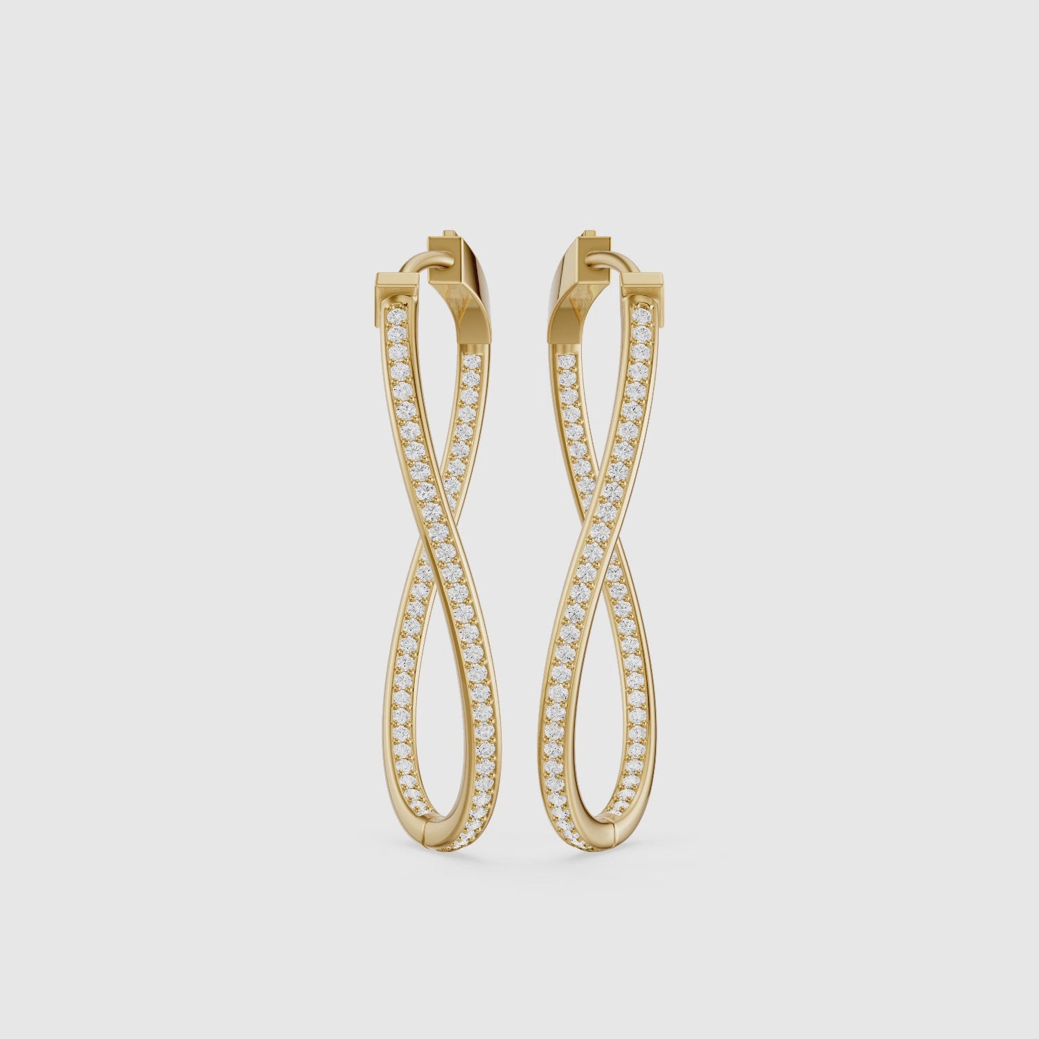 Load video: Katia Round Lab Grown Diamond Channel Set Wavy Hoop Earrings