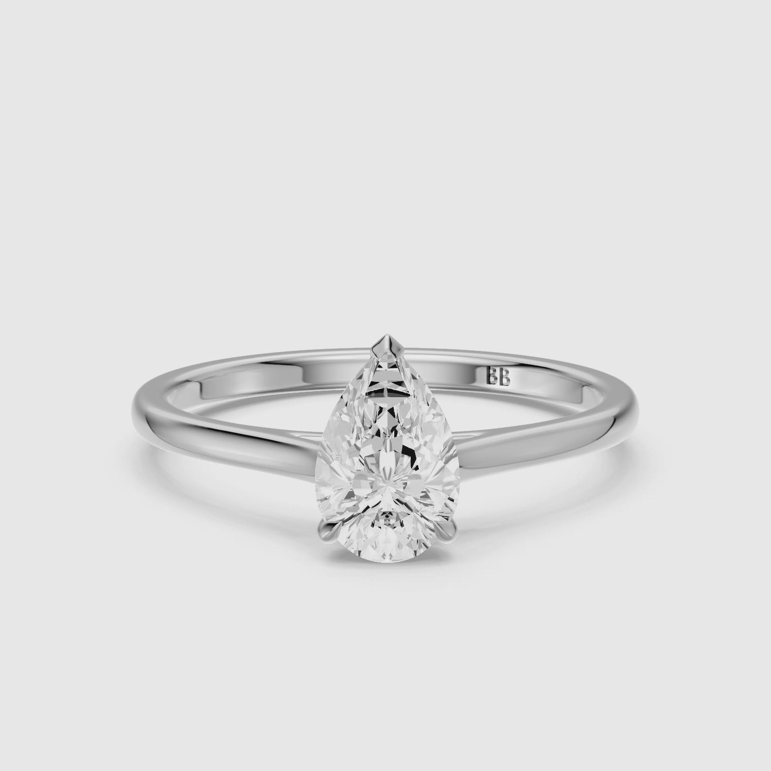 Load video: Emily 3 Prong Pear Cut Solitaire Cathedral Lab Grown Diamond Ring