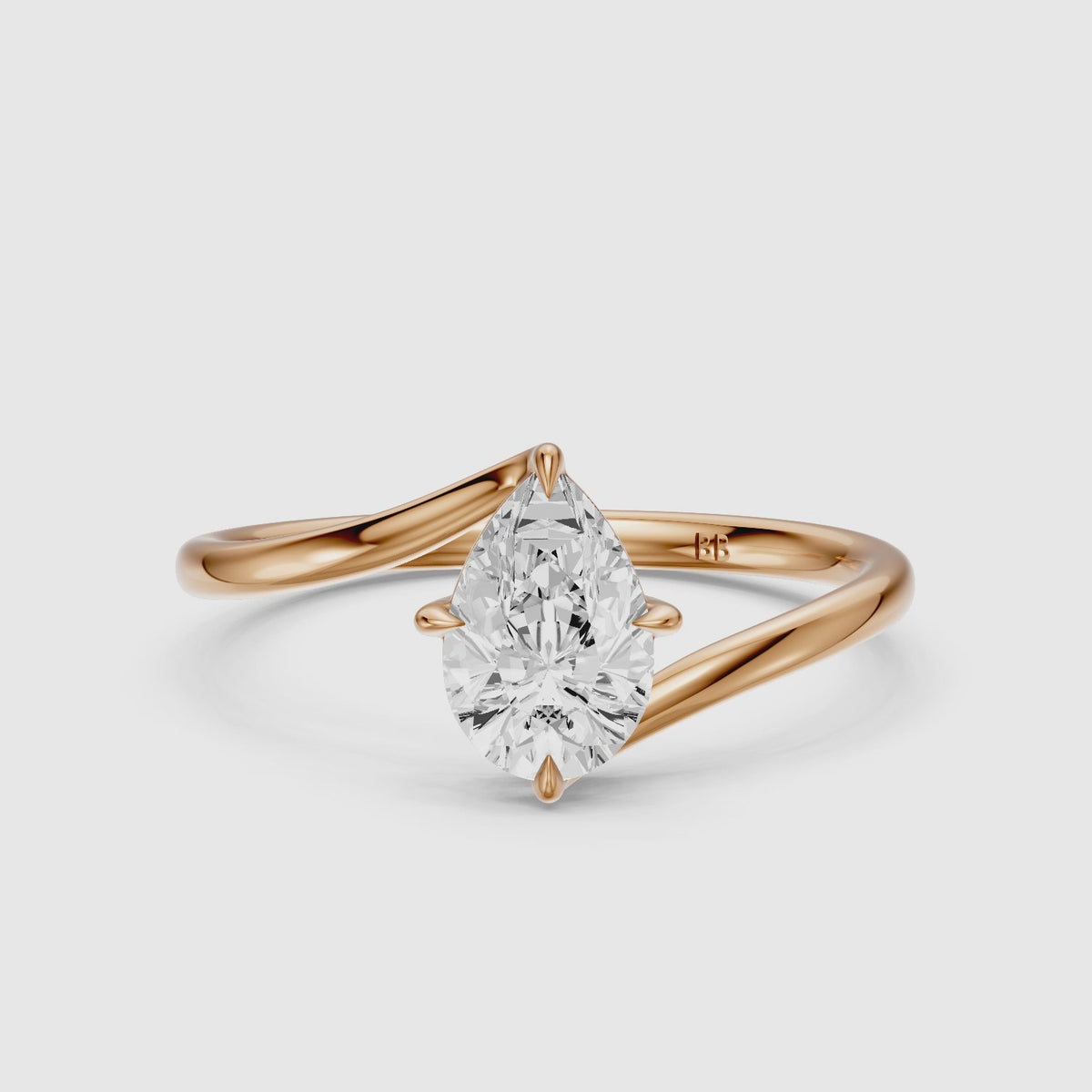 Load video: Kiva Pear Solitaire Bypass Lab Grown Diamond Engagement Ring