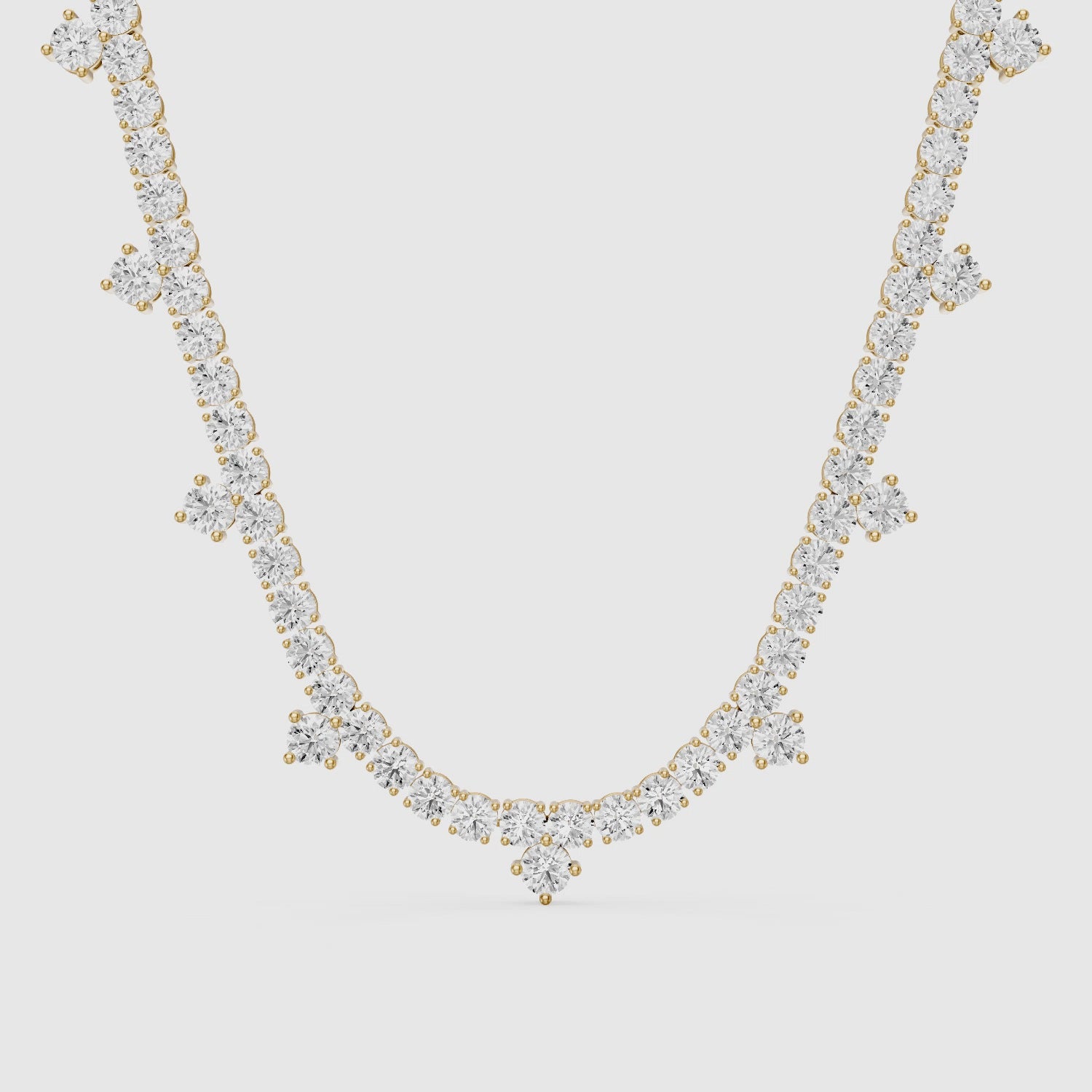 Load video: Kaylee Round Cut Lab Grown Diamond Accent Tennis Necklace