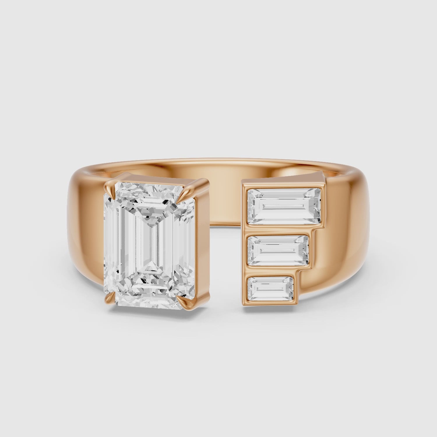 Load video: Baylor Emerald Cut Lab Diamond Graduated Baguette Cluster Cigar Band
