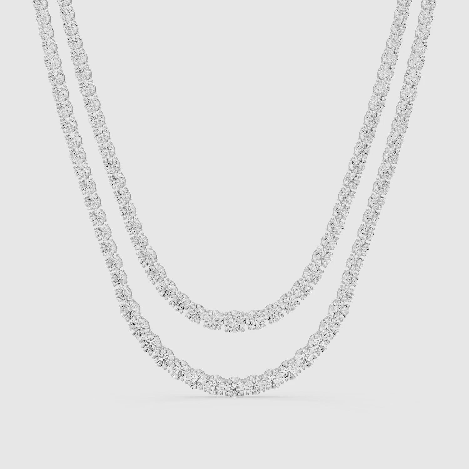 Load video: Jocelyn Double Row Round Cut Lab Grown Diamond Tennis Necklace