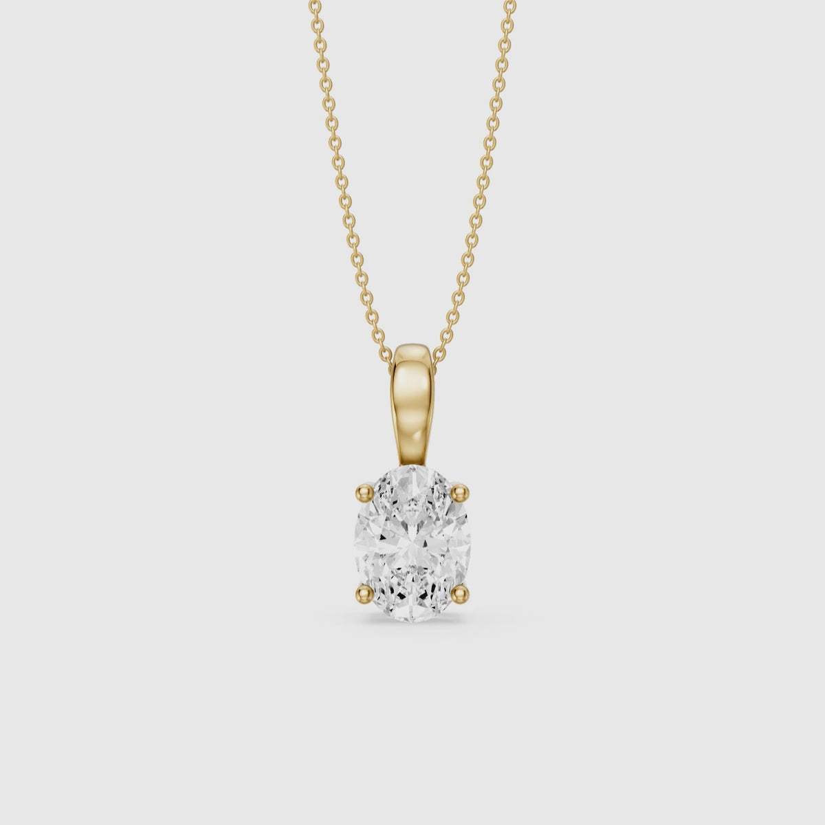Load video: Rose Oval Cut Lab Grown Diamond Solitaire Pendant