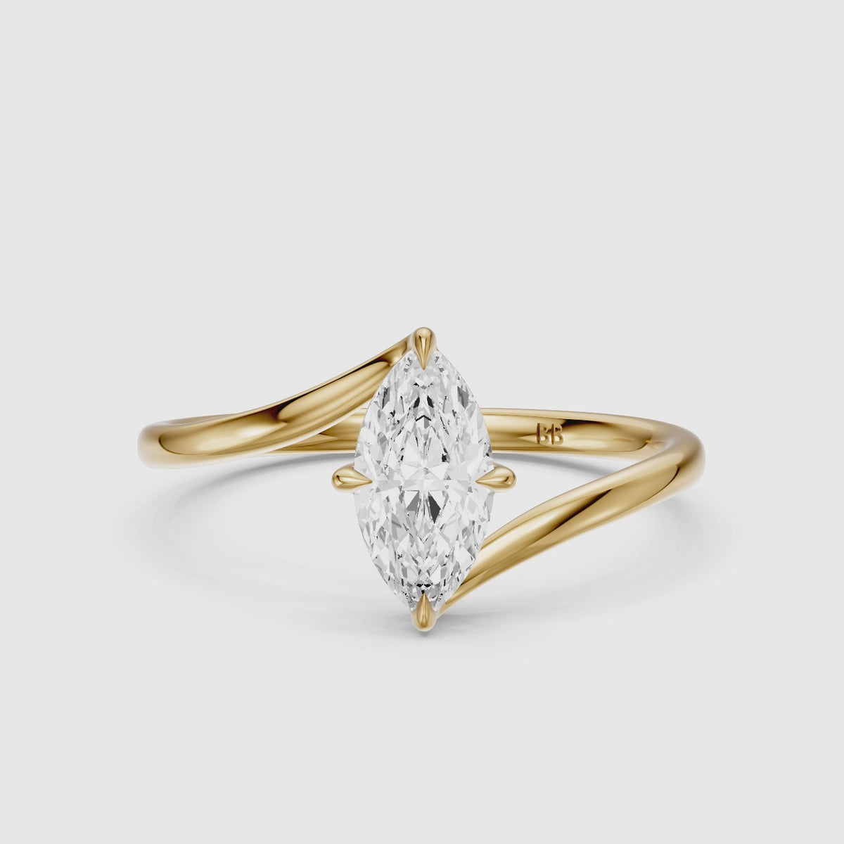 Load video: Ione Marquise Solitaire Bypass Lab Grown Diamond Engagement Ring