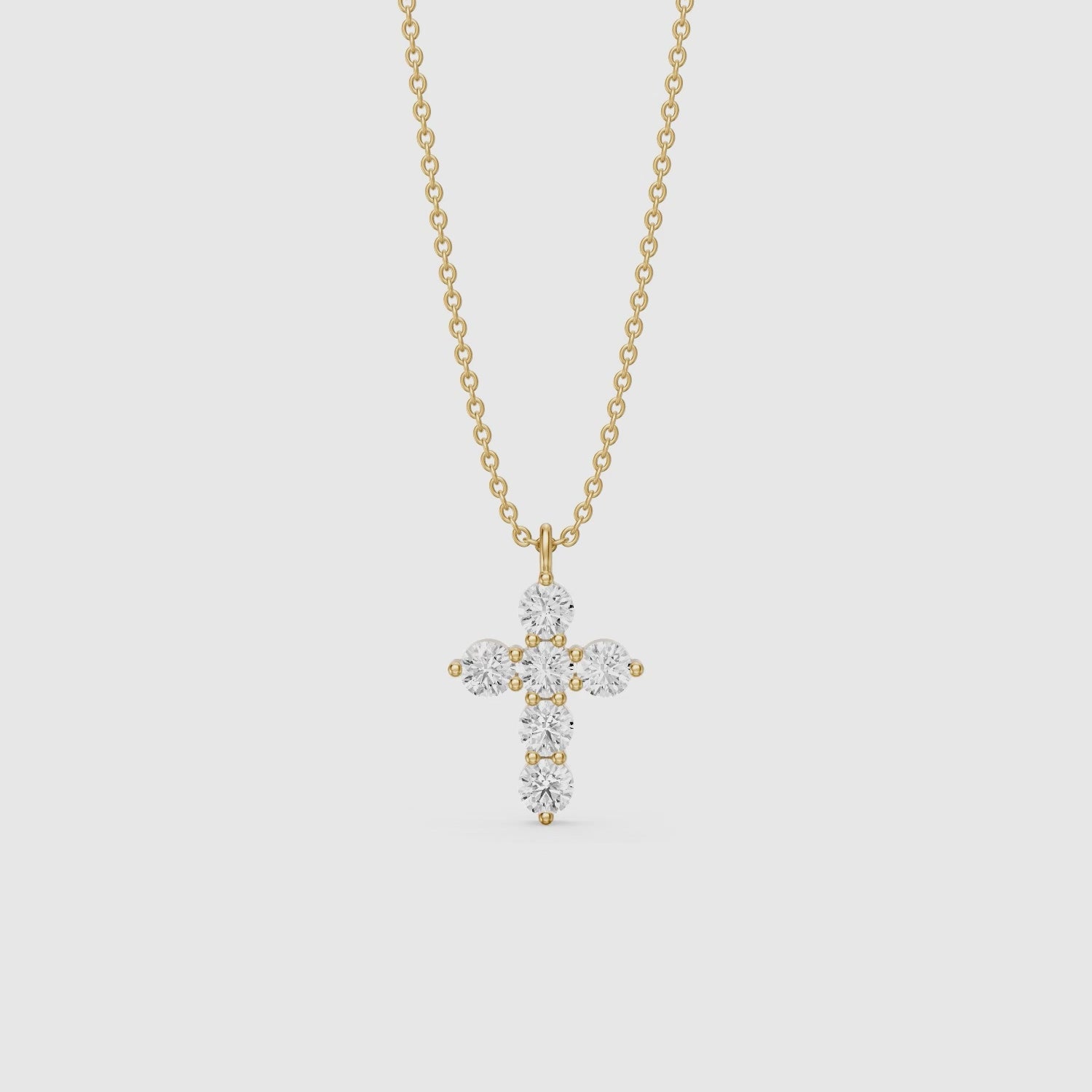 Load video: Aisha Cross Round Lab Grown Diamond Pendant