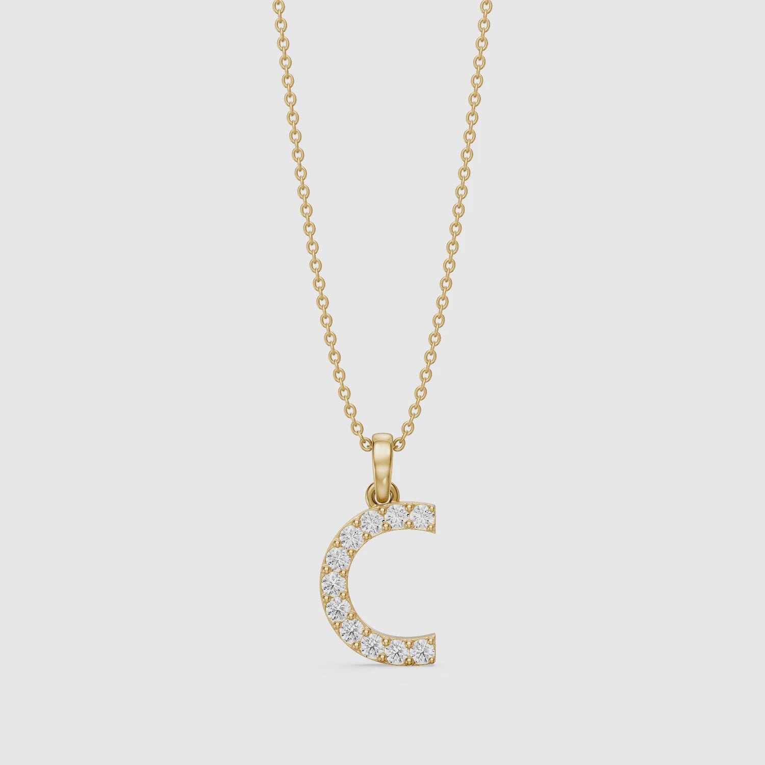 Load video: Taylor Lab Grown Diamond C Initial Pendant Necklace