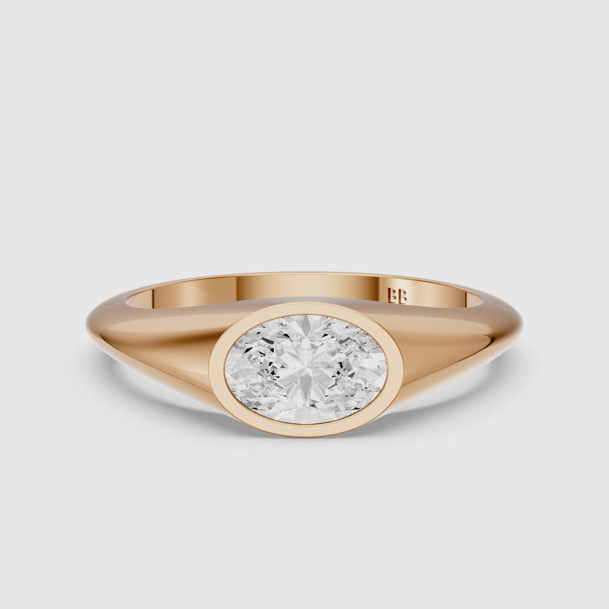 Load video: Lilo Oval Cut Lab Grown Diamond Bezel Solitaire Ring