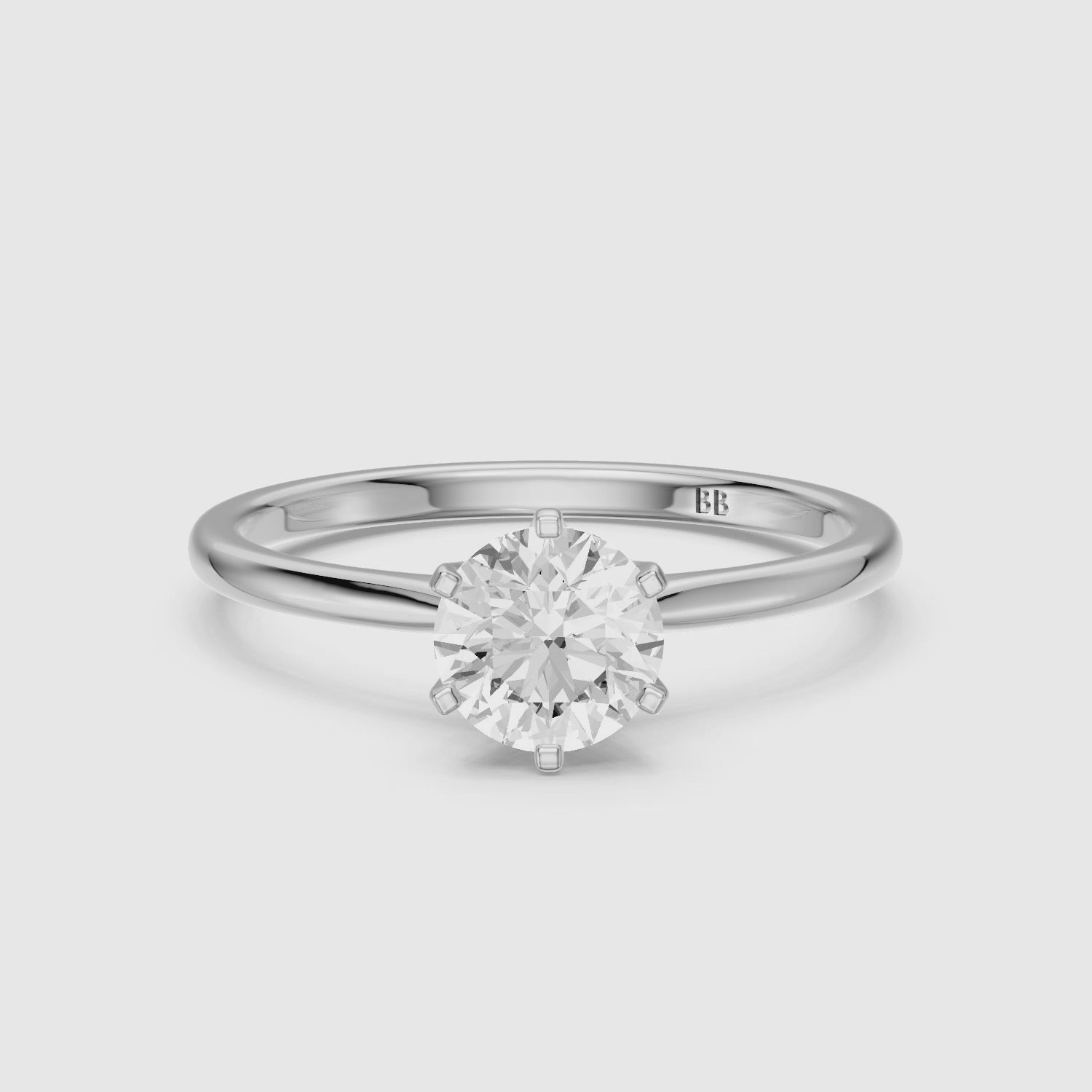 Load video: Kairah 6 Prong Round Cut Solitaire Lab Grown Diamond Ring