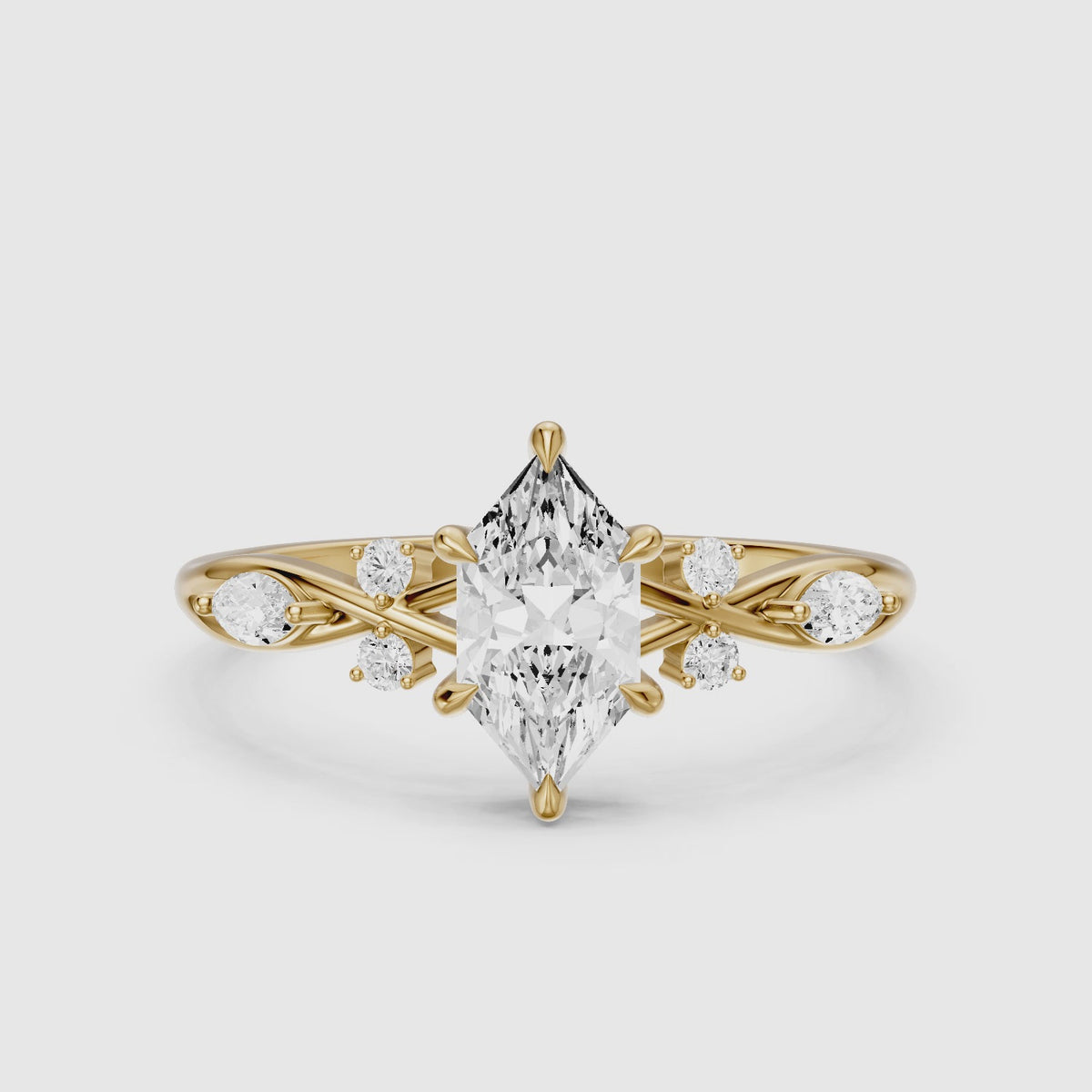 Load video: Yara Nature Inspired Dutch Marquise Cut Lab Grown Diamond Engagement Ring