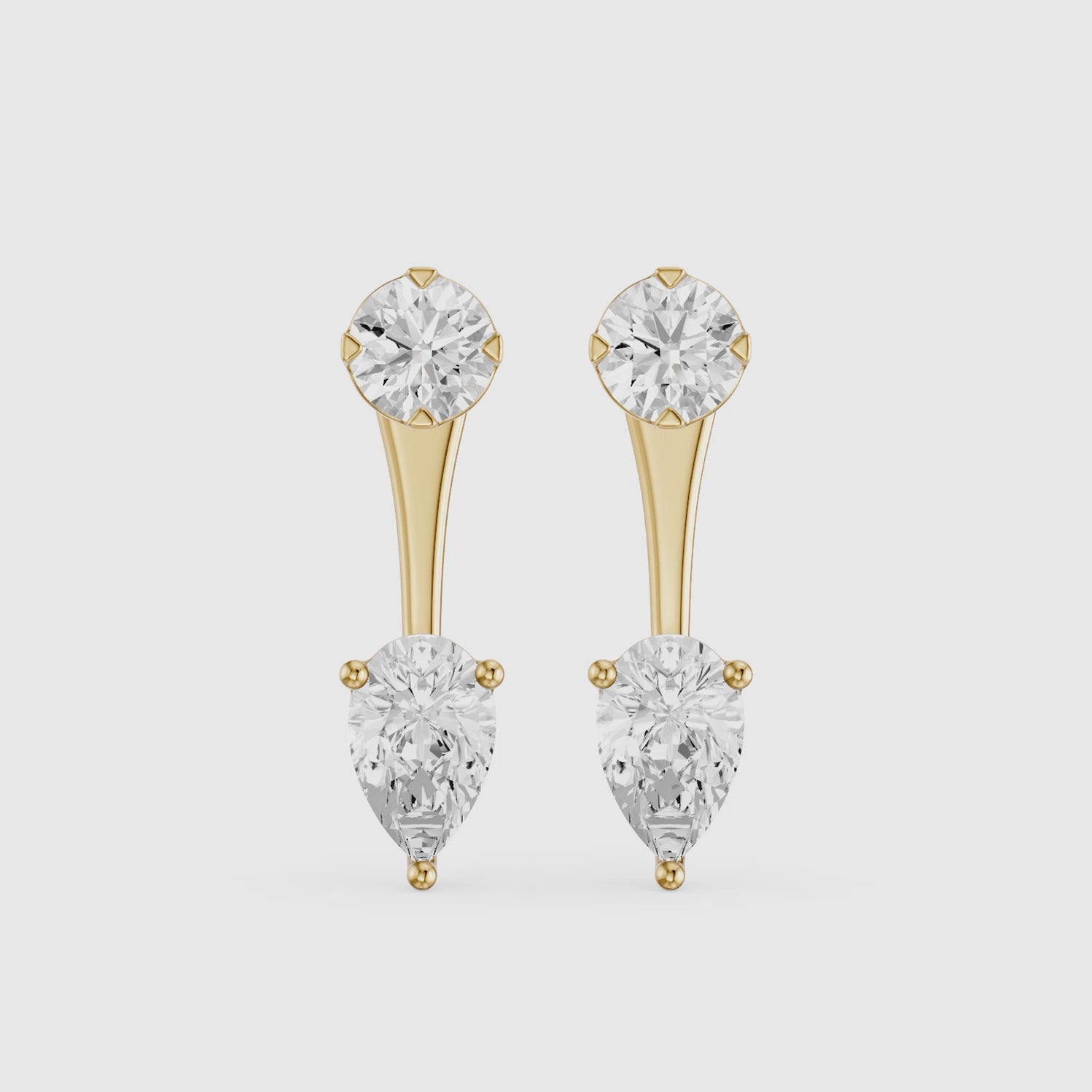 Load video: Lieke Round and Pear Cut Lab Grown Diamond Open Bar Stud Earrings