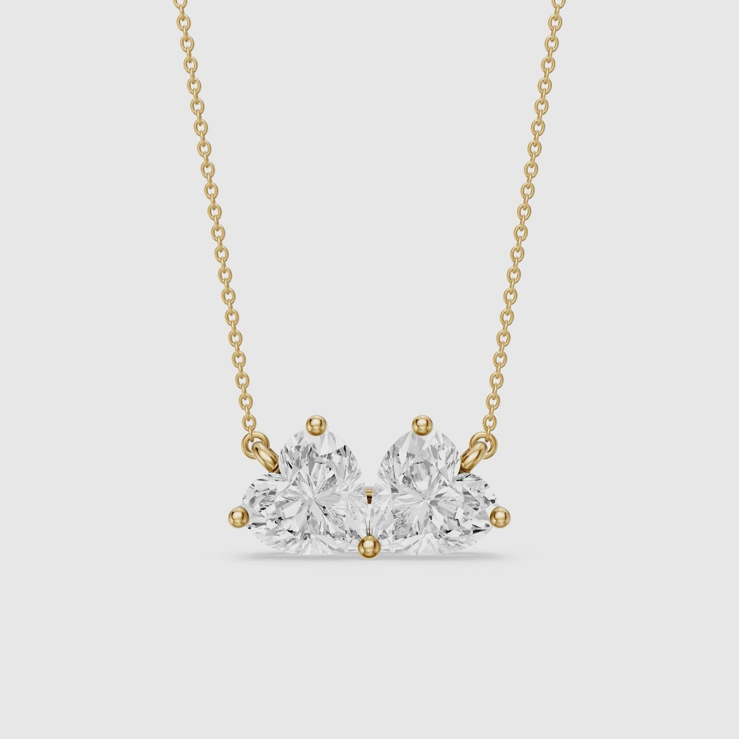 Load video: Nicole Heart Shape Lab Grown Diamond Toi et Moi Pendant