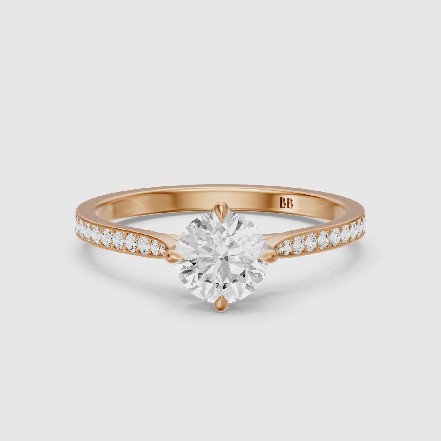 Load video: Callan Round Cut Side Stone Channel Set Lab Grown Diamond Ring