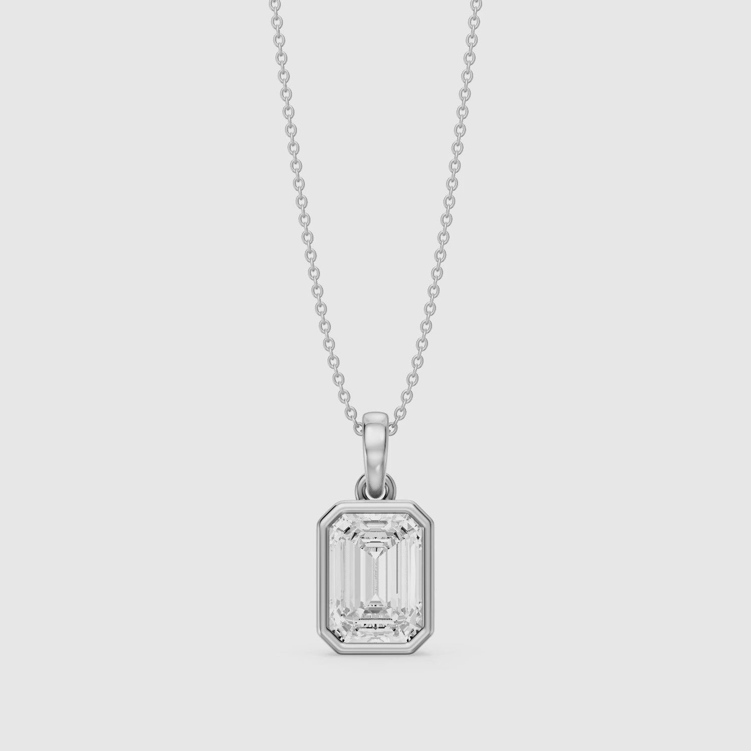 Load video: Agata Emerald Cut Solitaire Lab Grown Diamond Pendant