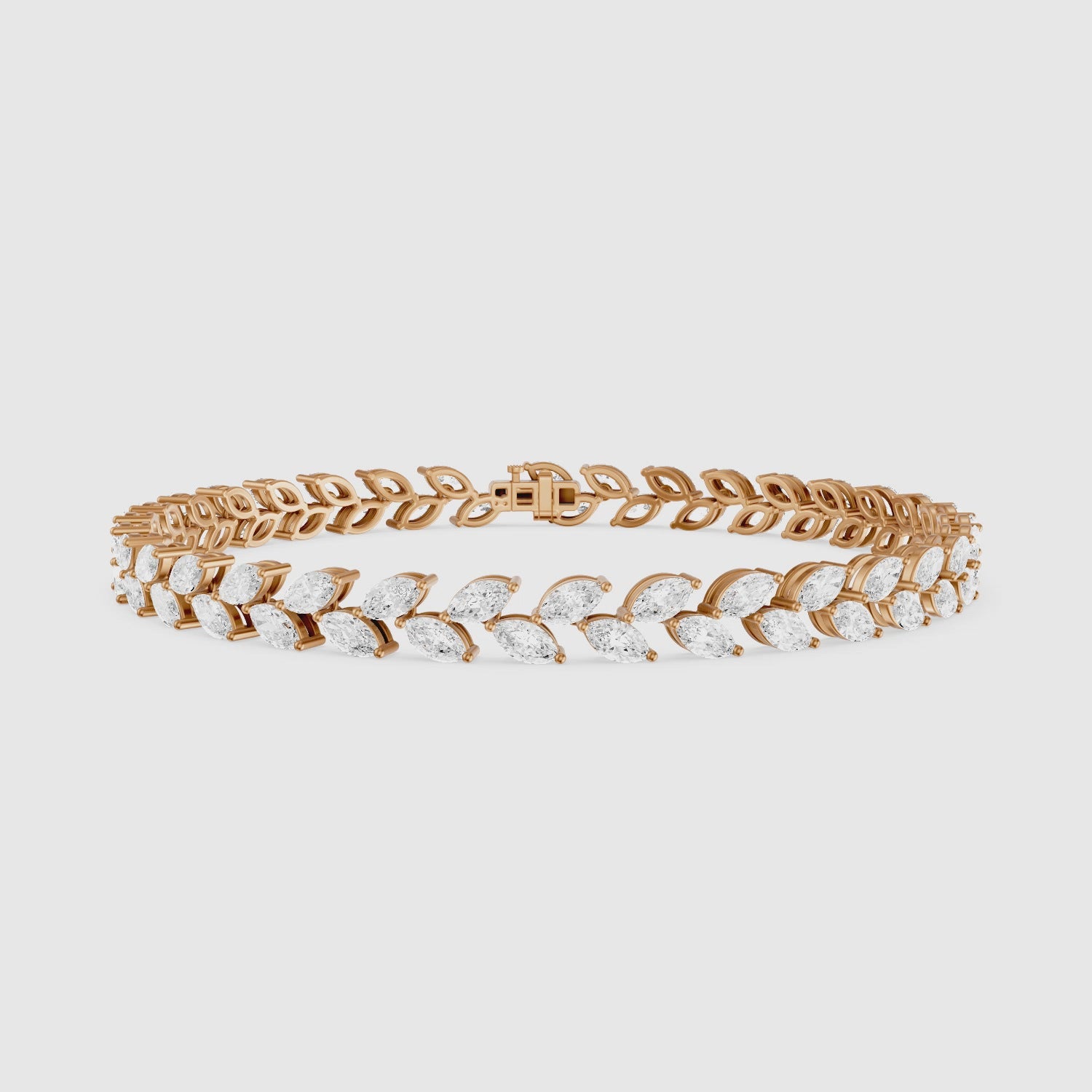 Load video: Amoura Two Row Marquise Cut Lab Grown Diamond Tennis Bracelet