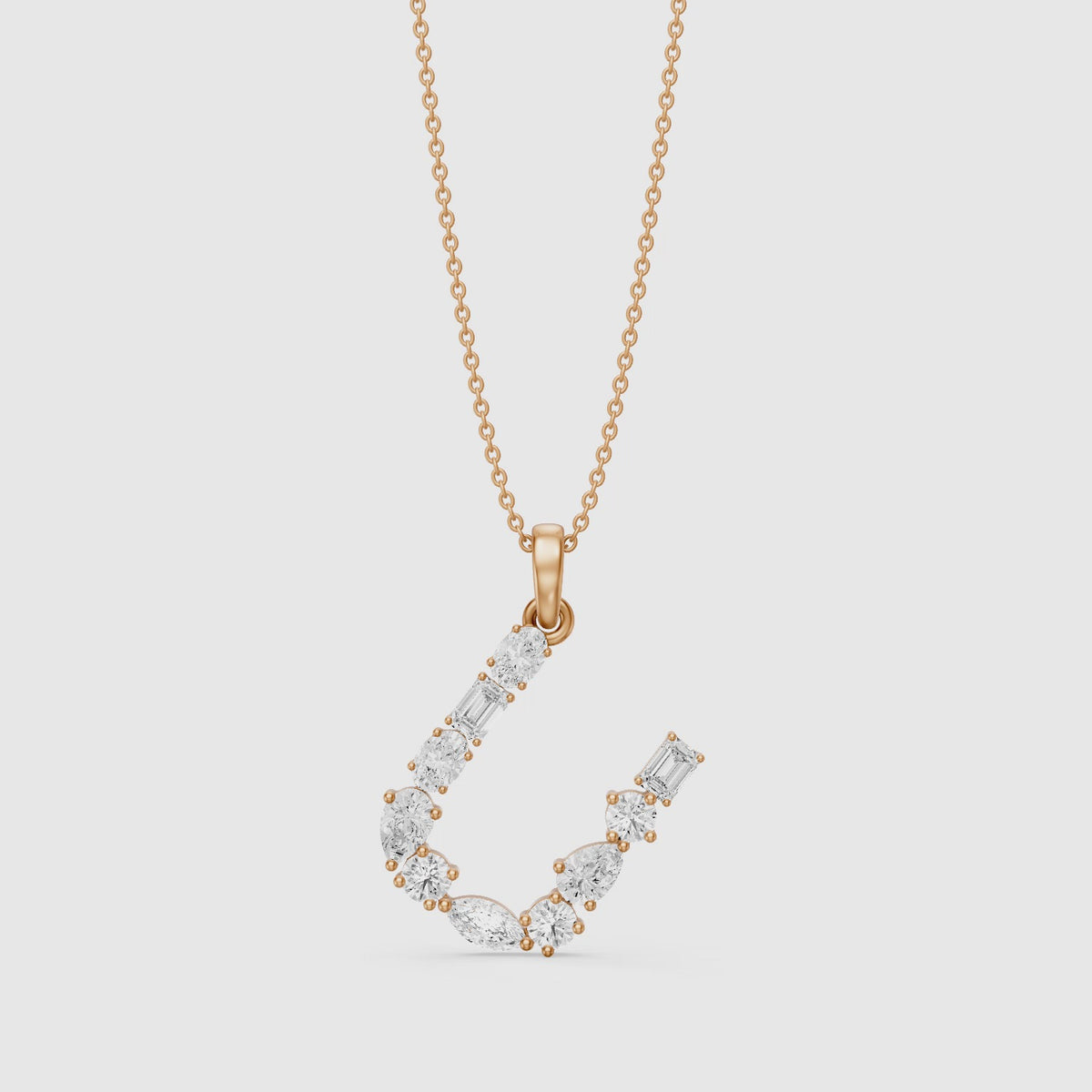 Load video: Ebba Multi Shape Lab Grown Diamond Initial U Pendant