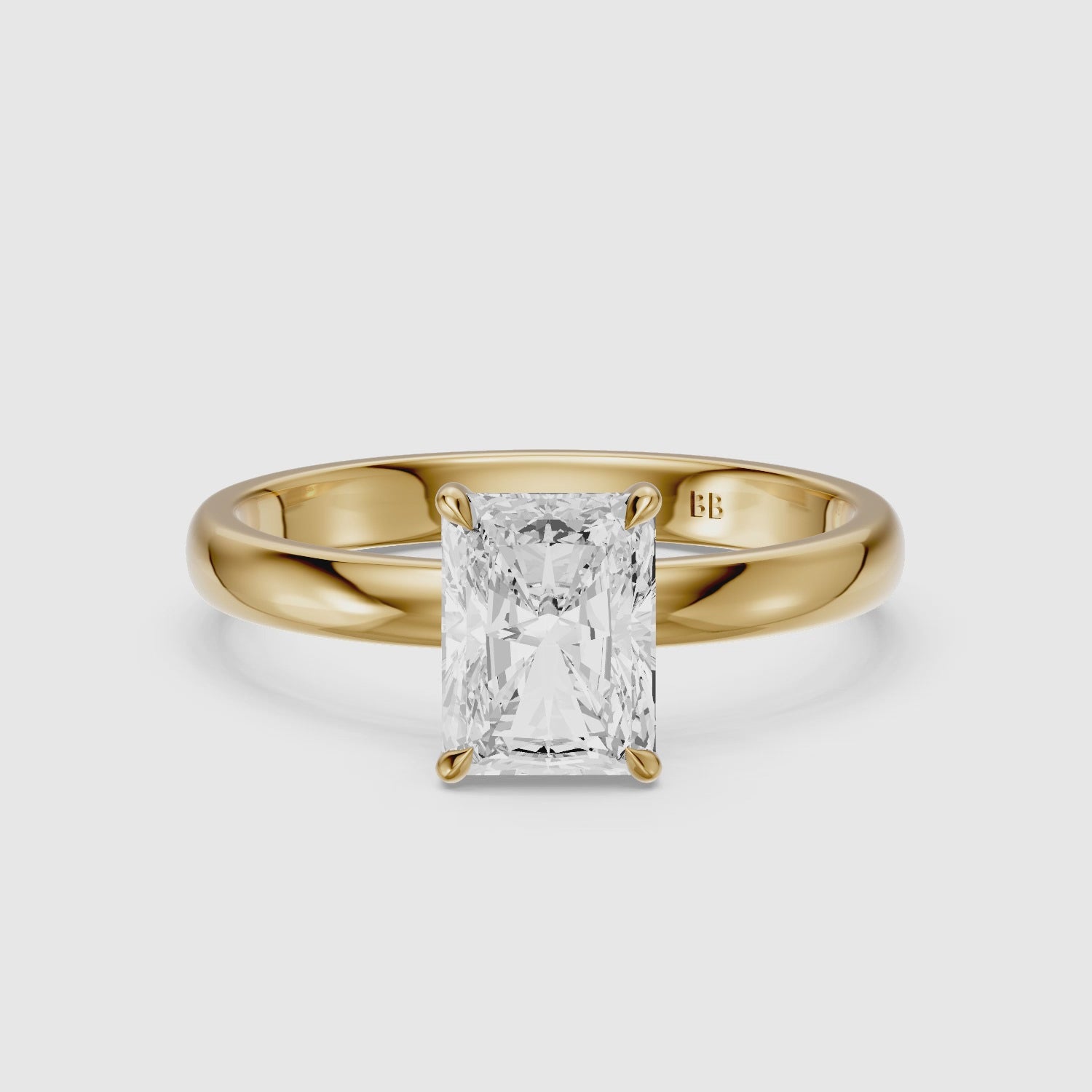 Load video: Farrah 4 Prong Radiant Cut Hidden Halo Lab Grown Diamond Ring